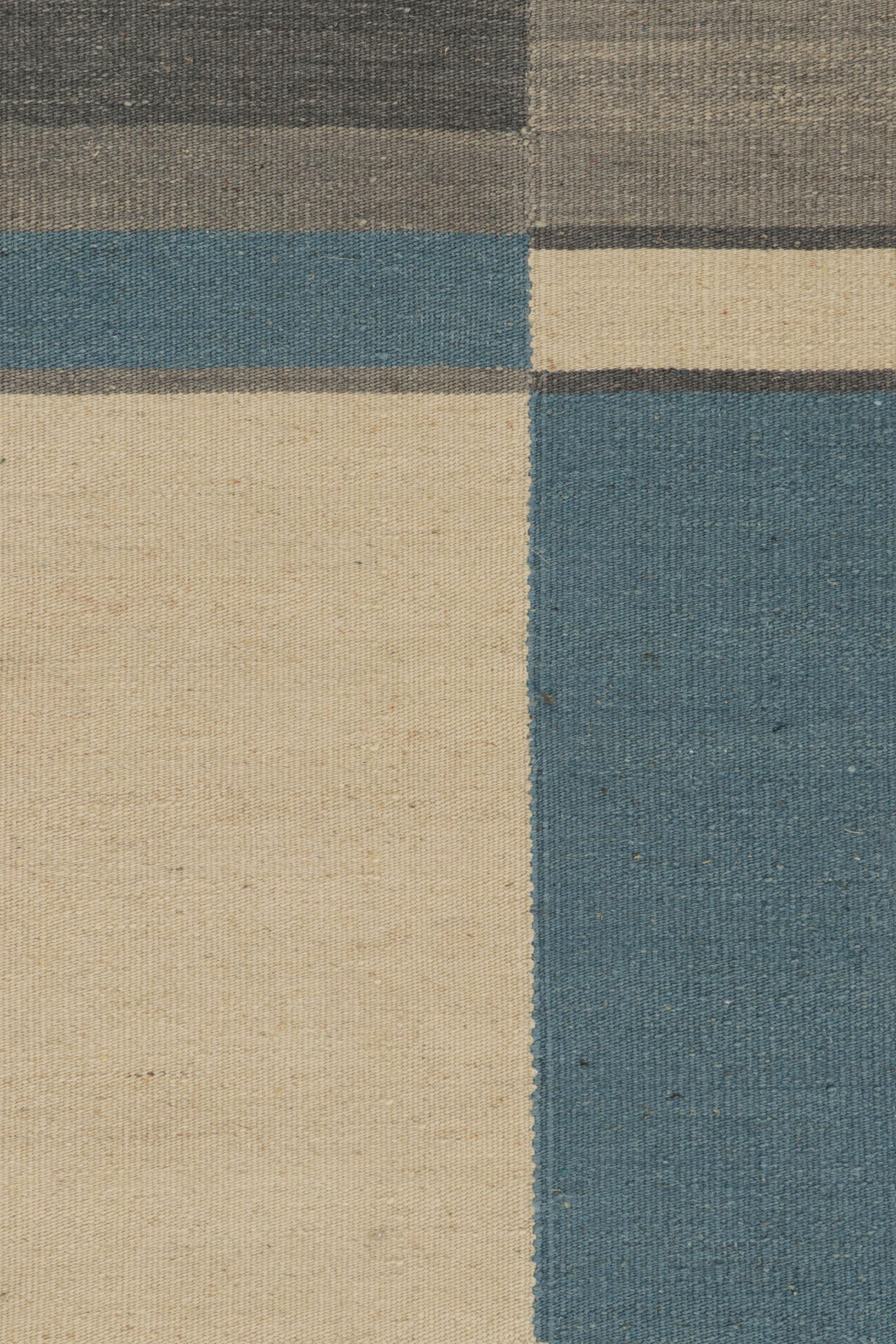 Kilim contemporáneo de Rug & Kilim en tonos beige, azul y gris Afgano en venta