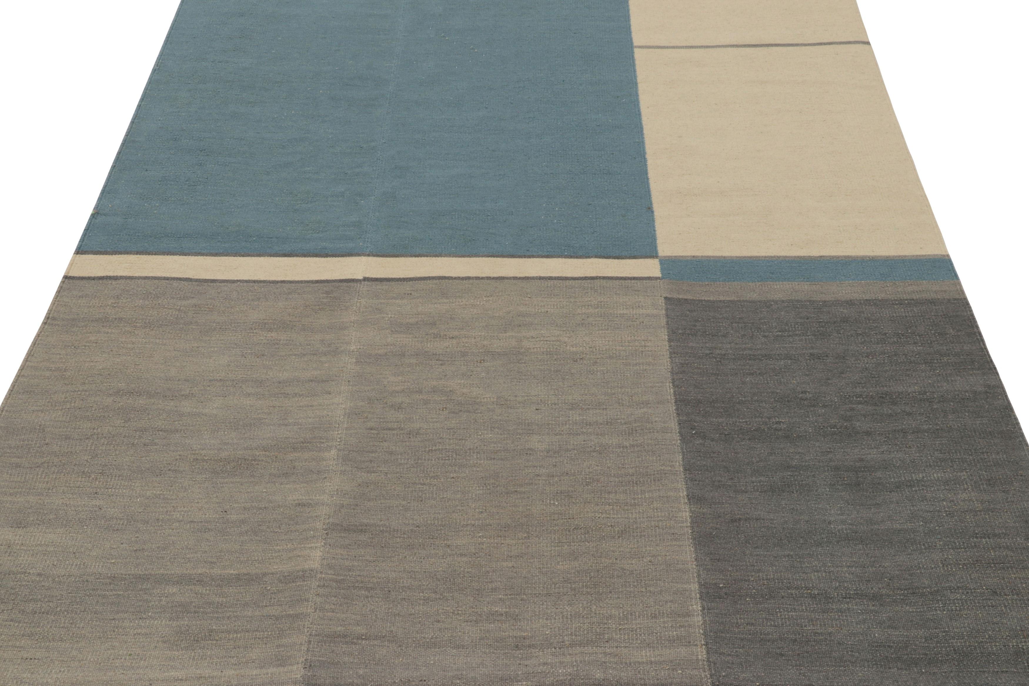 Kilim contemporáneo de Rug & Kilim en tonos beige, azul y gris Tejido a mano en venta