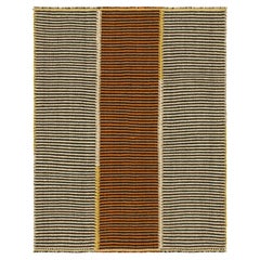 Rug & Kilim's Contemporary Kilim in Beige-Brown and Orange Textural Stripes (Kilim contemporain à rayures texturées beige, marron et orange)