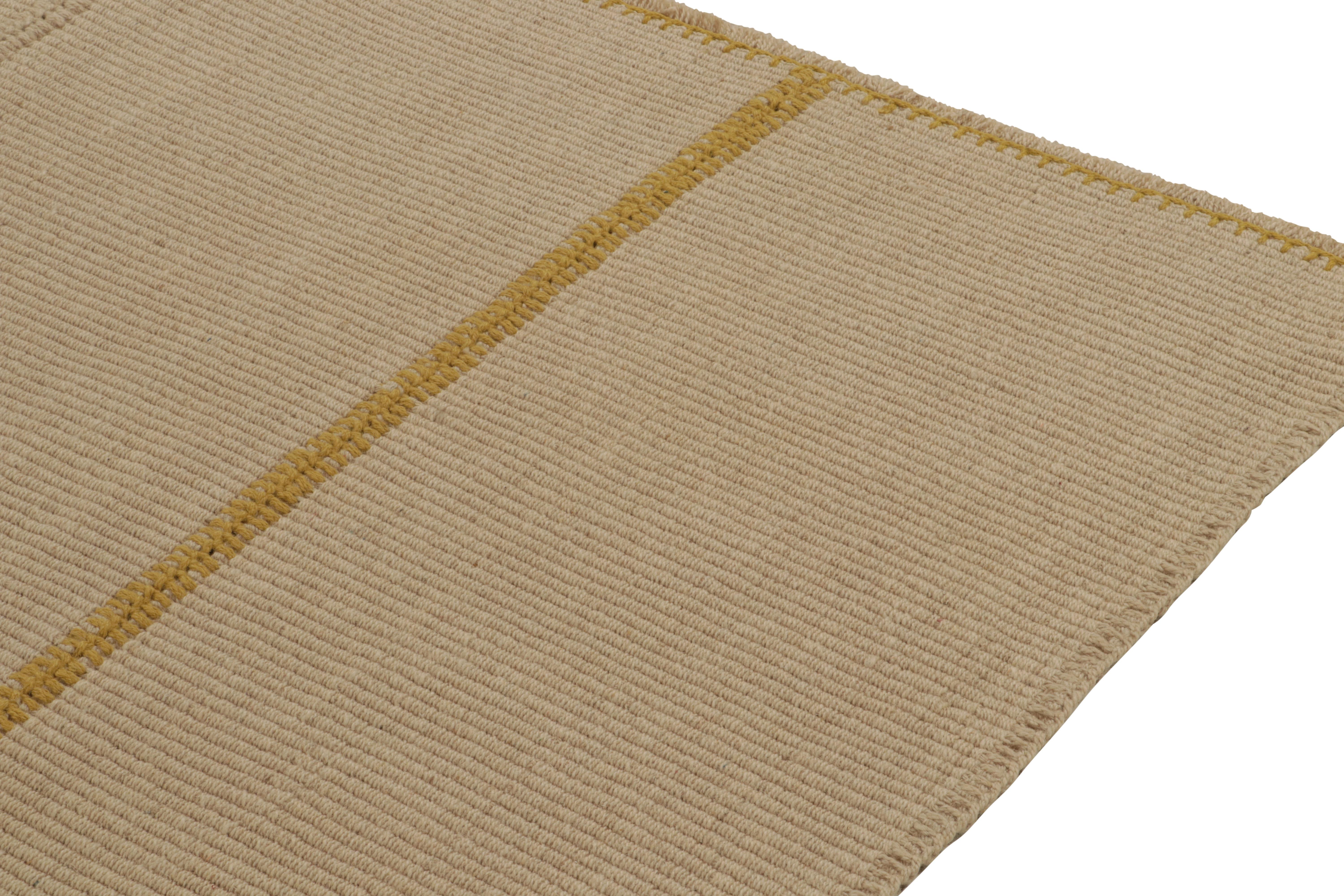 Rug & Kilim’s Contemporary Kilim in Beige-Brown Panels with Ochre Accents In New Condition For Sale In Long Island City, NY