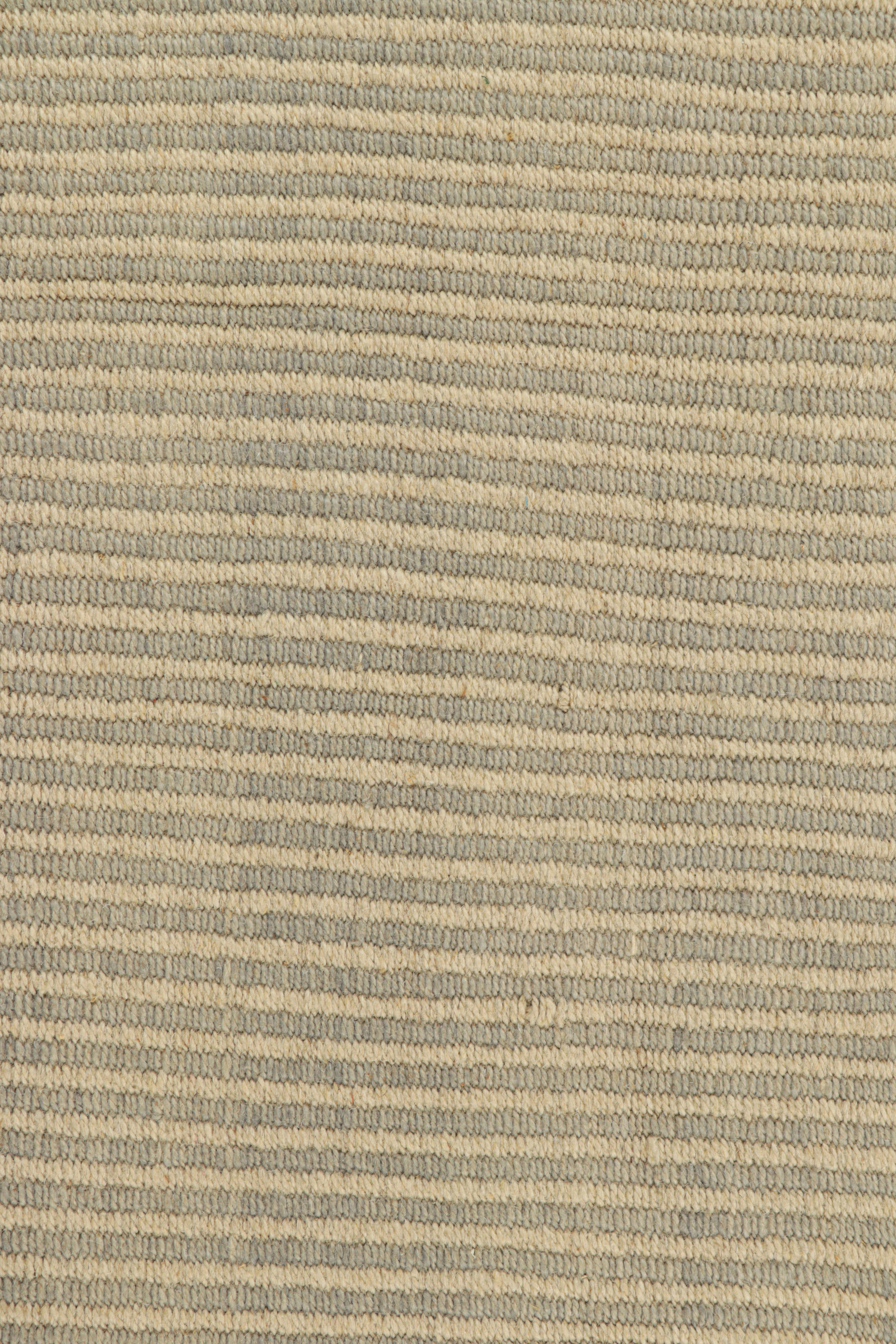 Modern Rug & Kilim’s Contemporary Kilim in Beige-Brown Textural Stripes For Sale