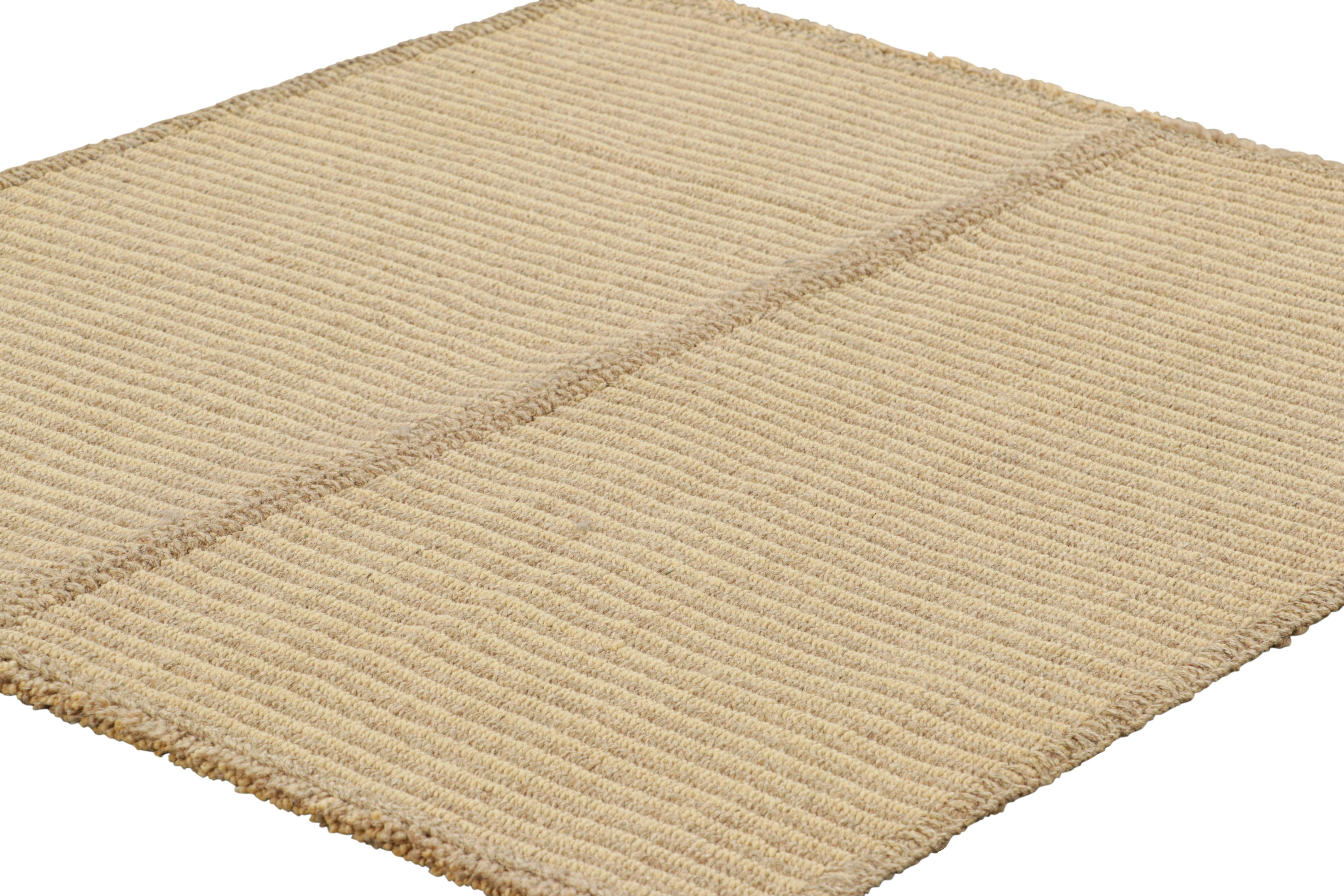 Modern Rug & Kilim’s Contemporary Kilim in Beige-Brown Textural Stripes For Sale