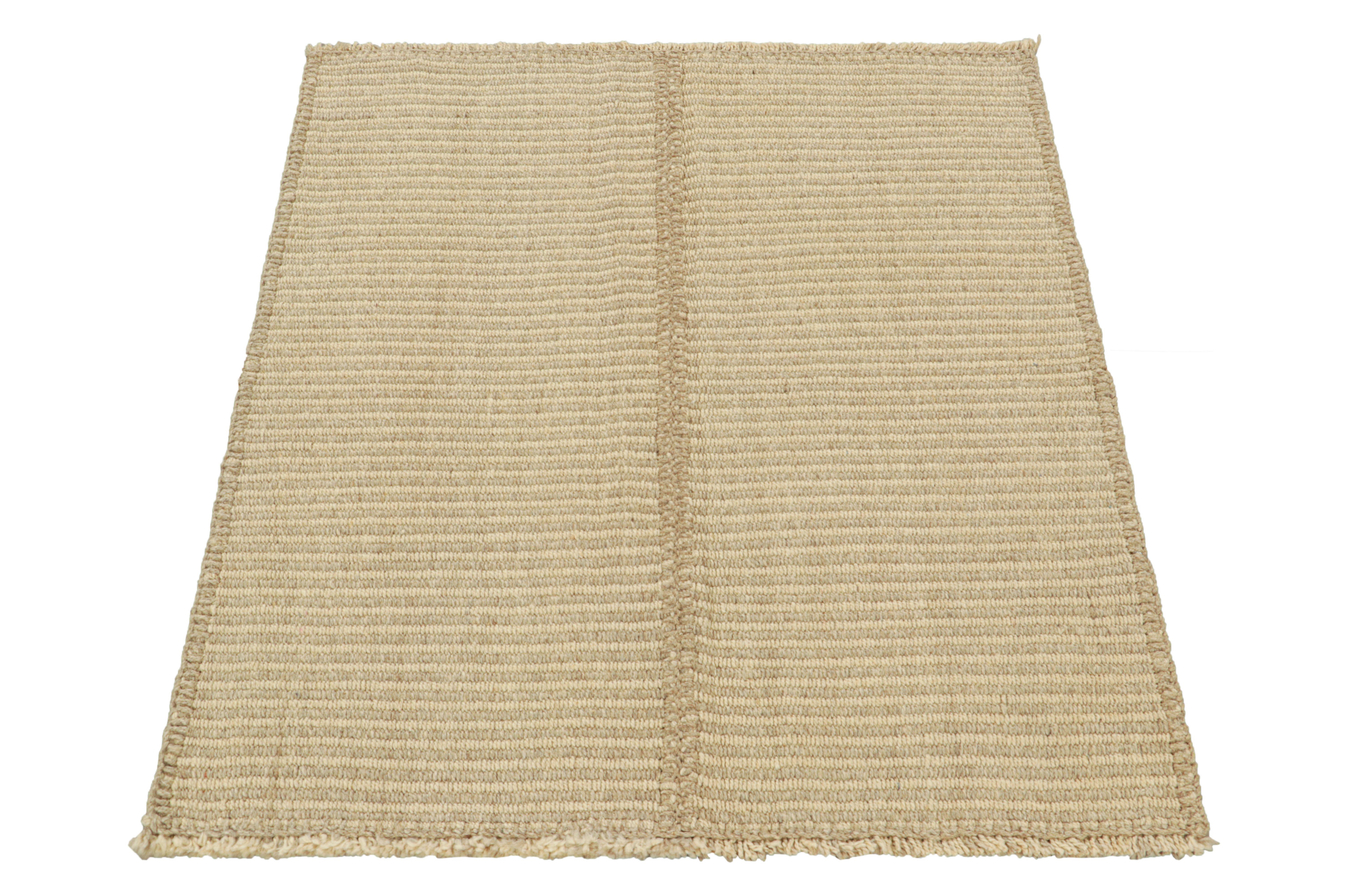 Kilim contemporáneo de Rug & Kilim en rayas de textura beige-marrón Tejido a mano en venta
