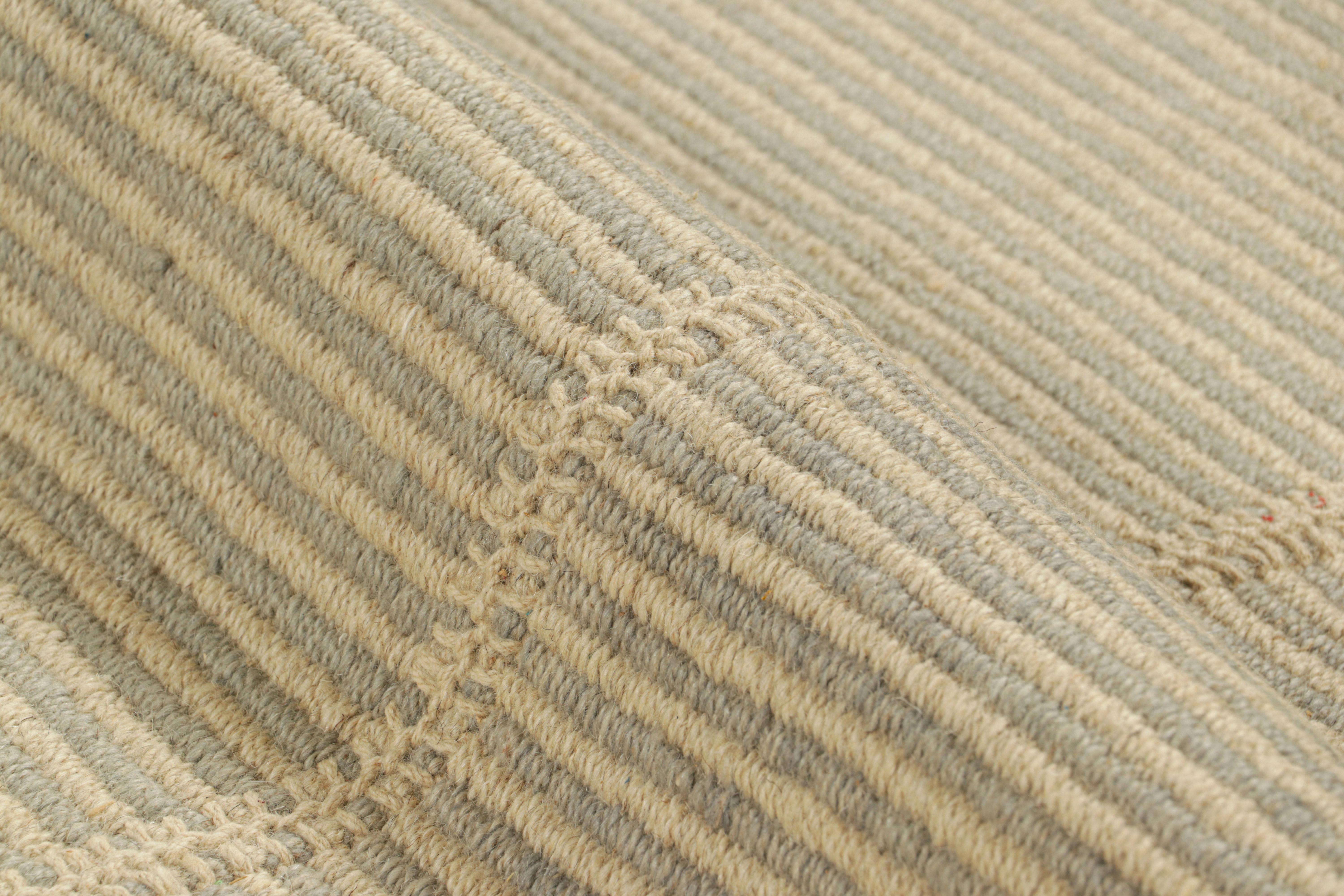 Rug & Kilim’s Contemporary Kilim in Beige-Brown Textural Stripes In New Condition For Sale In Long Island City, NY