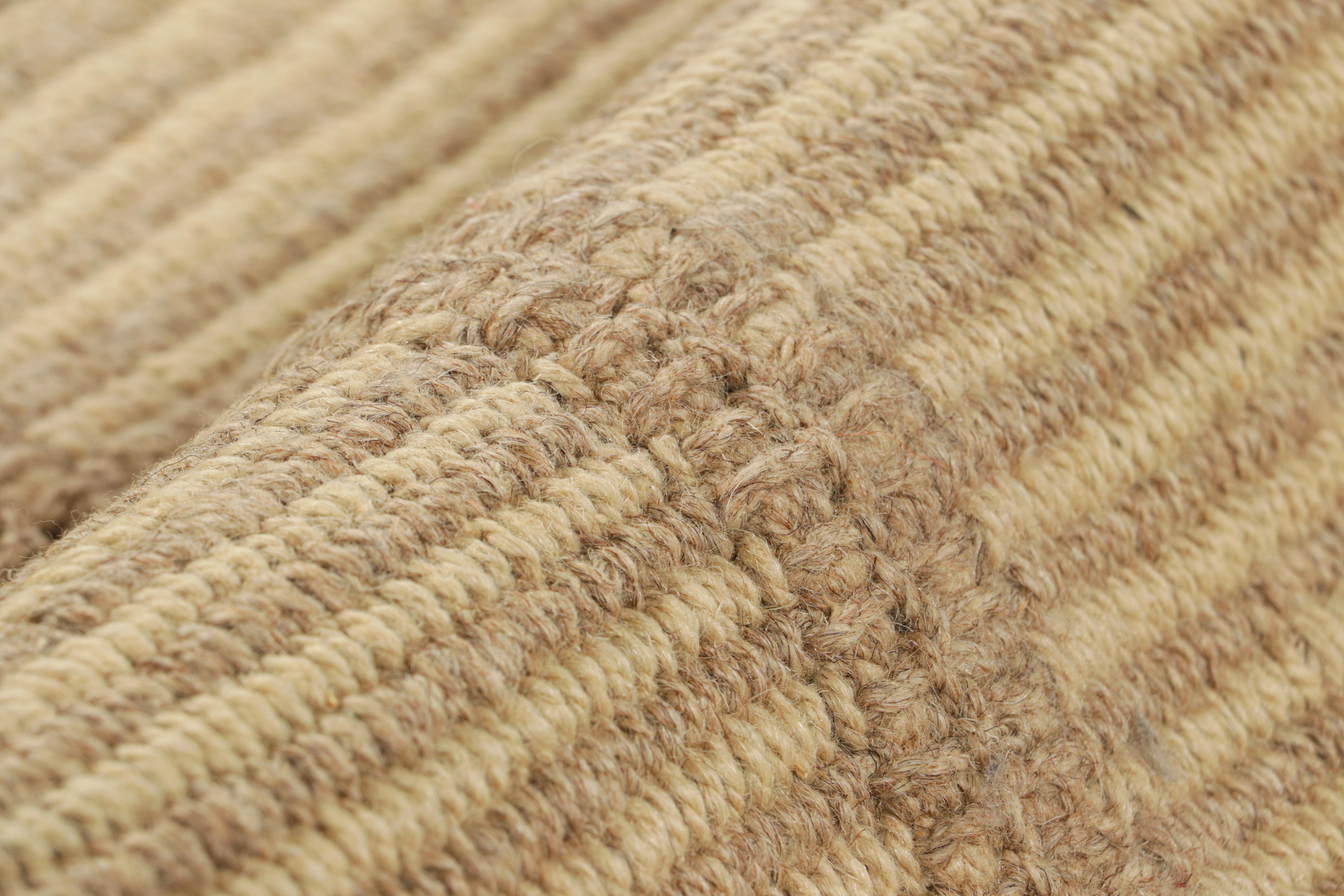Rug & Kilim’s Contemporary Kilim in Beige-Brown Textural Stripes In New Condition For Sale In Long Island City, NY