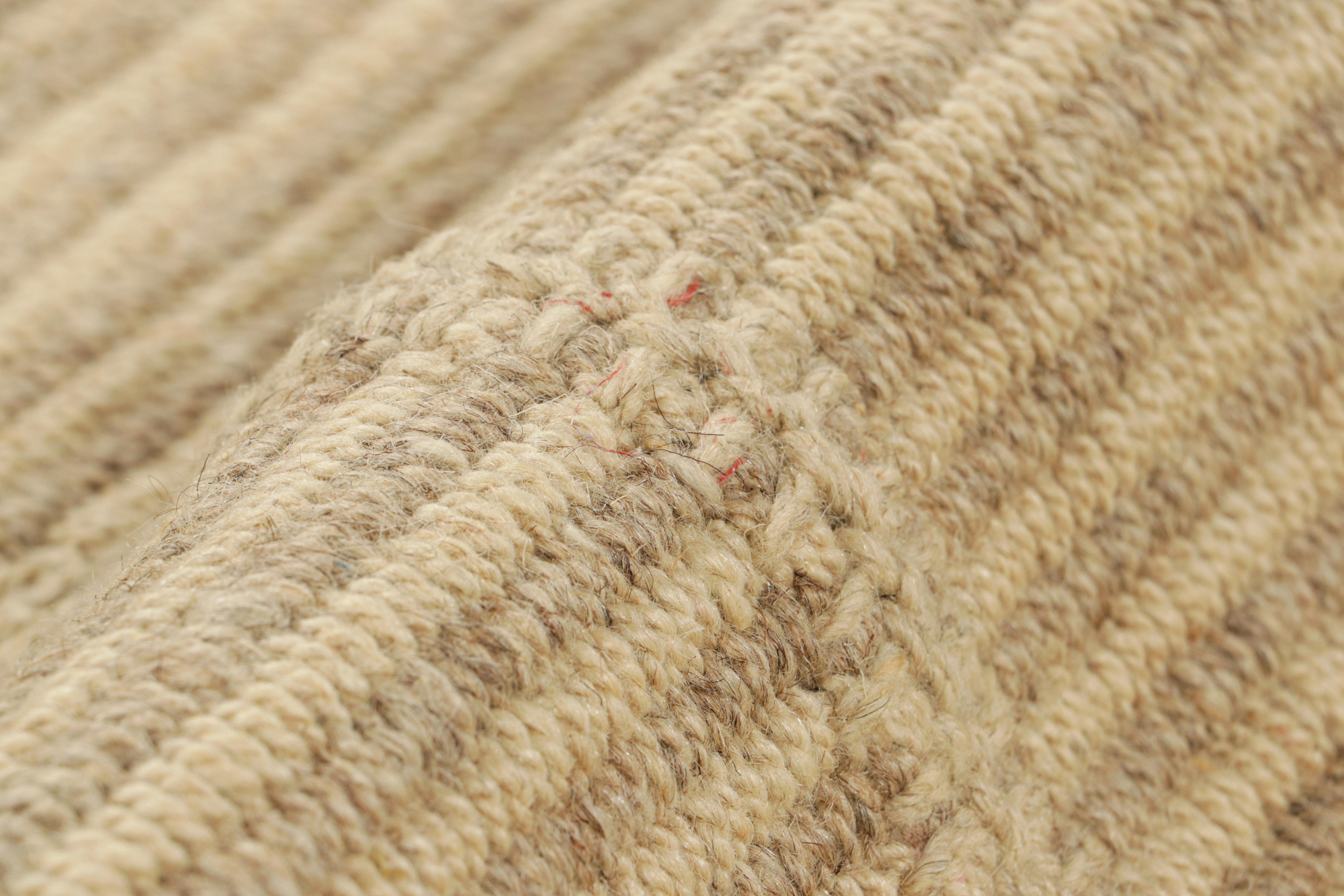Rug & Kilim’s Contemporary Kilim in Beige-Brown Textural Stripes In New Condition For Sale In Long Island City, NY