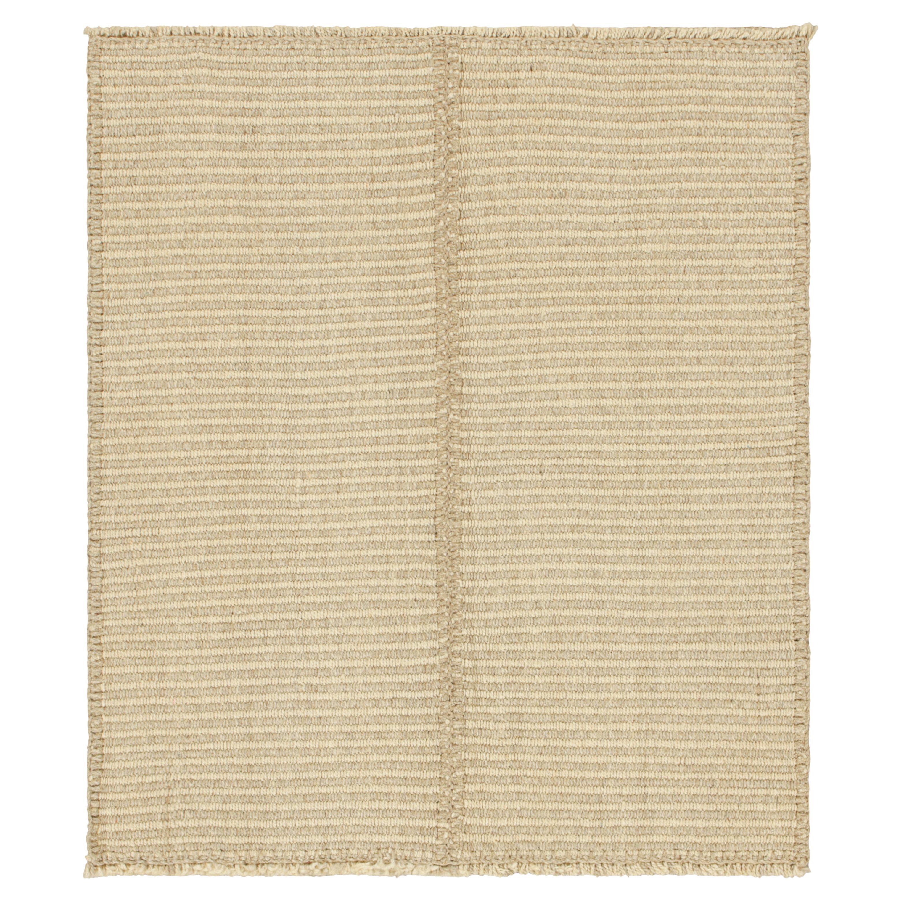 Rug & Kilim’s Contemporary Kilim in Beige-Brown Textural Stripes