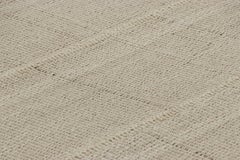 Rug & Kilim’s Contemporary Kilim in Beige-Brown Textural Stripes, White Accents