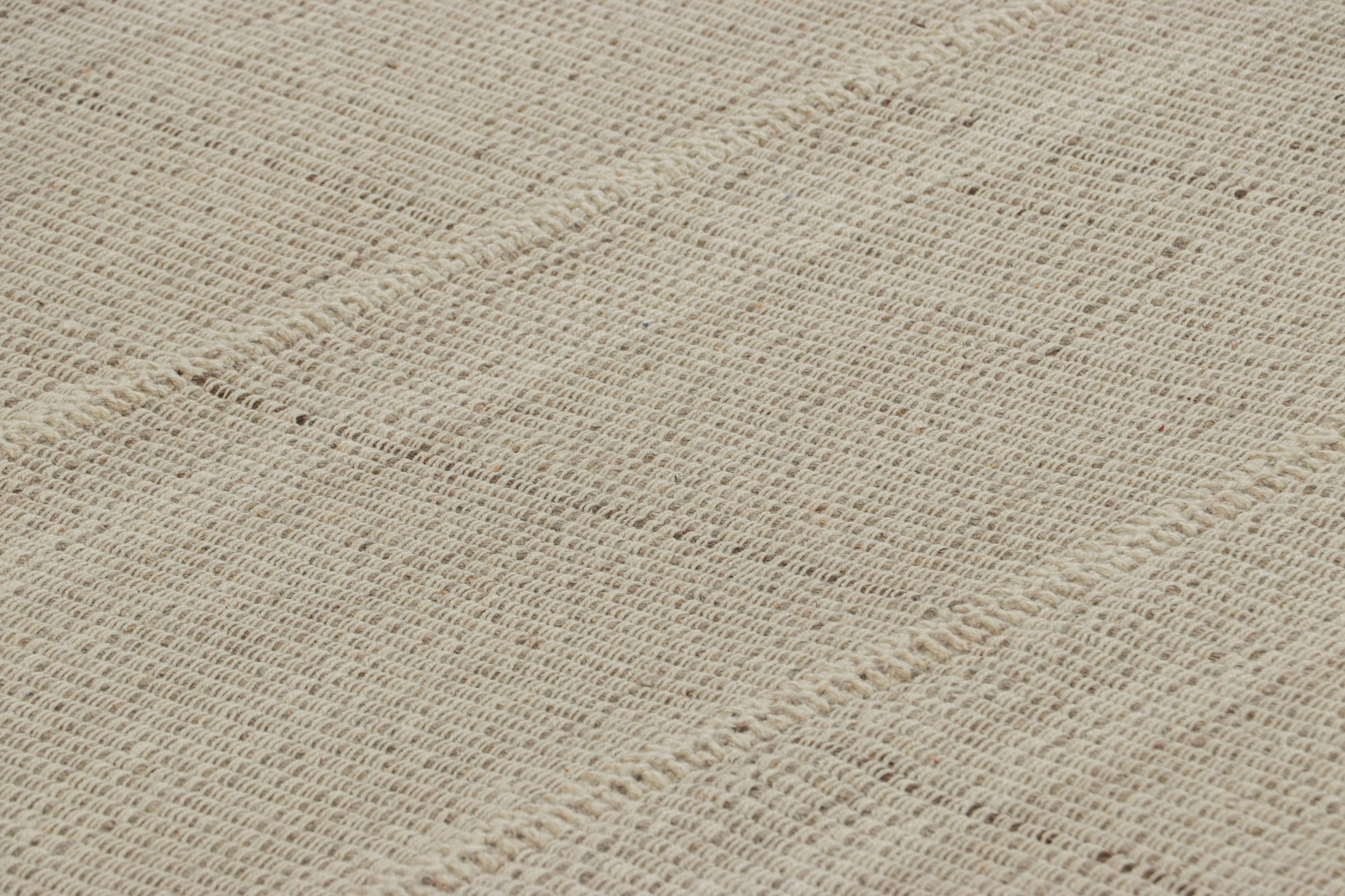  Handwoven in wool, this 10x14 contemporary Kilim is from an exciting new custom-capable flatweave collection by Rug 
Kilim.

On the Design:

“Rez Kilim” represents a contemporary homage to Turkish and Persian panel-weaving styles in a textural