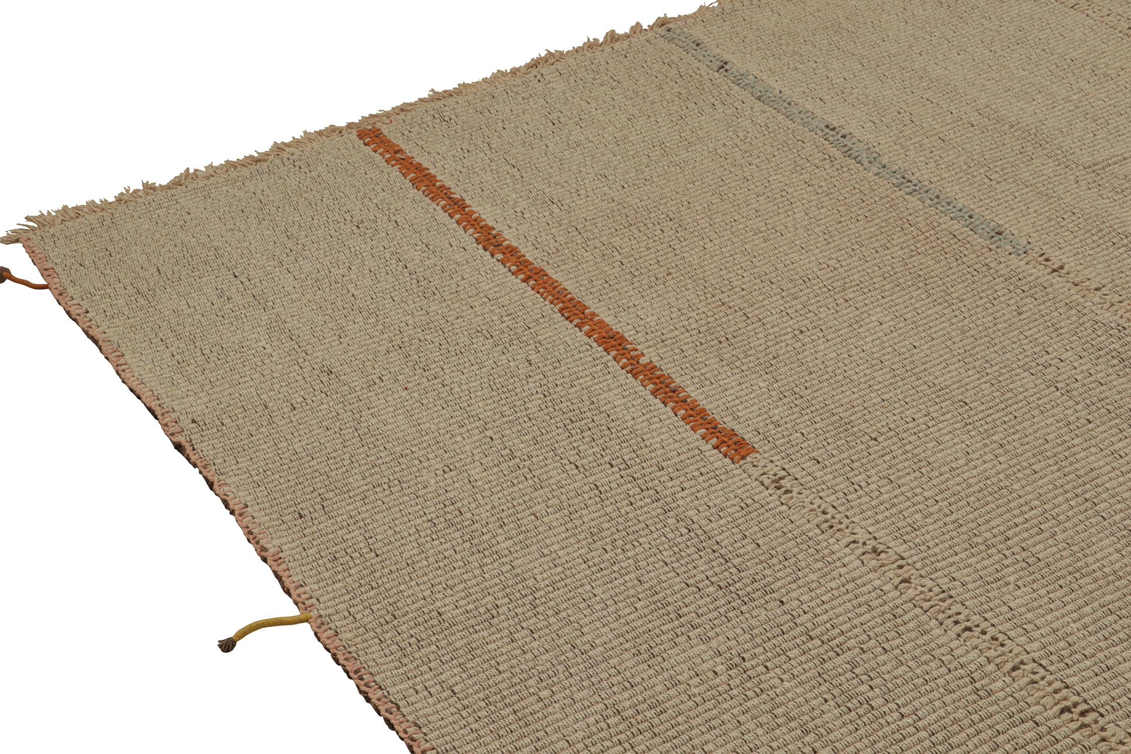 Hand-Knotted Rug & Kilim’s Contemporary Kilim in Beige-Brown with Colorful Accents For Sale