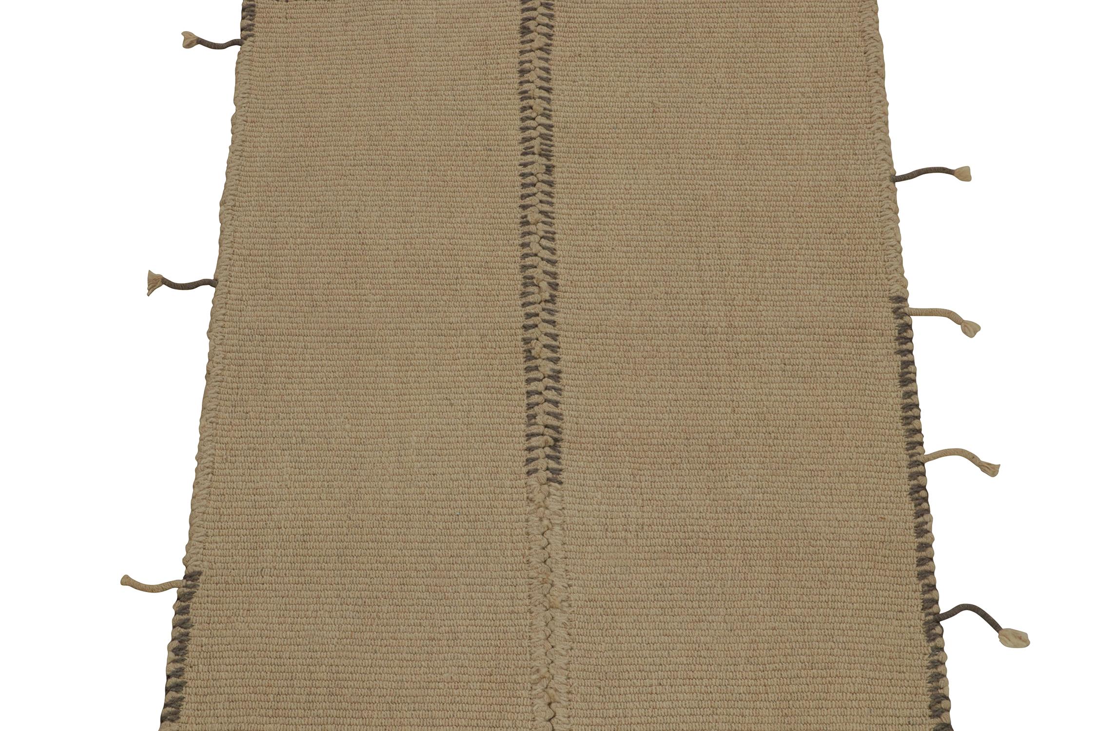 Rug & Kilims Contemporary Kilim in Beige-Braun mit grauen Akzenten (Kelim) im Angebot