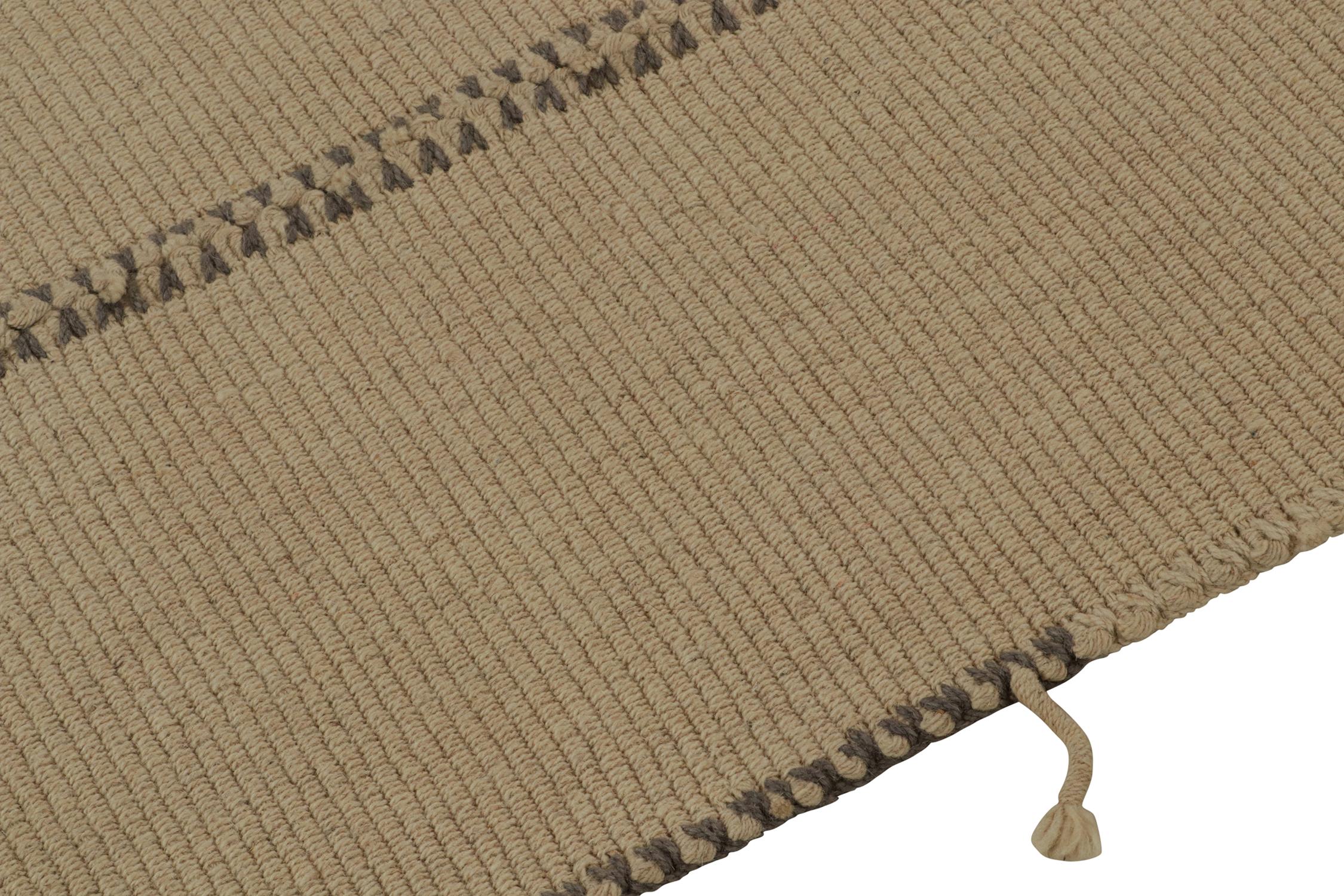 Rug & Kilim’s Contemporary Kilim in Beige-Brown with Gray Accents In New Condition For Sale In Long Island City, NY