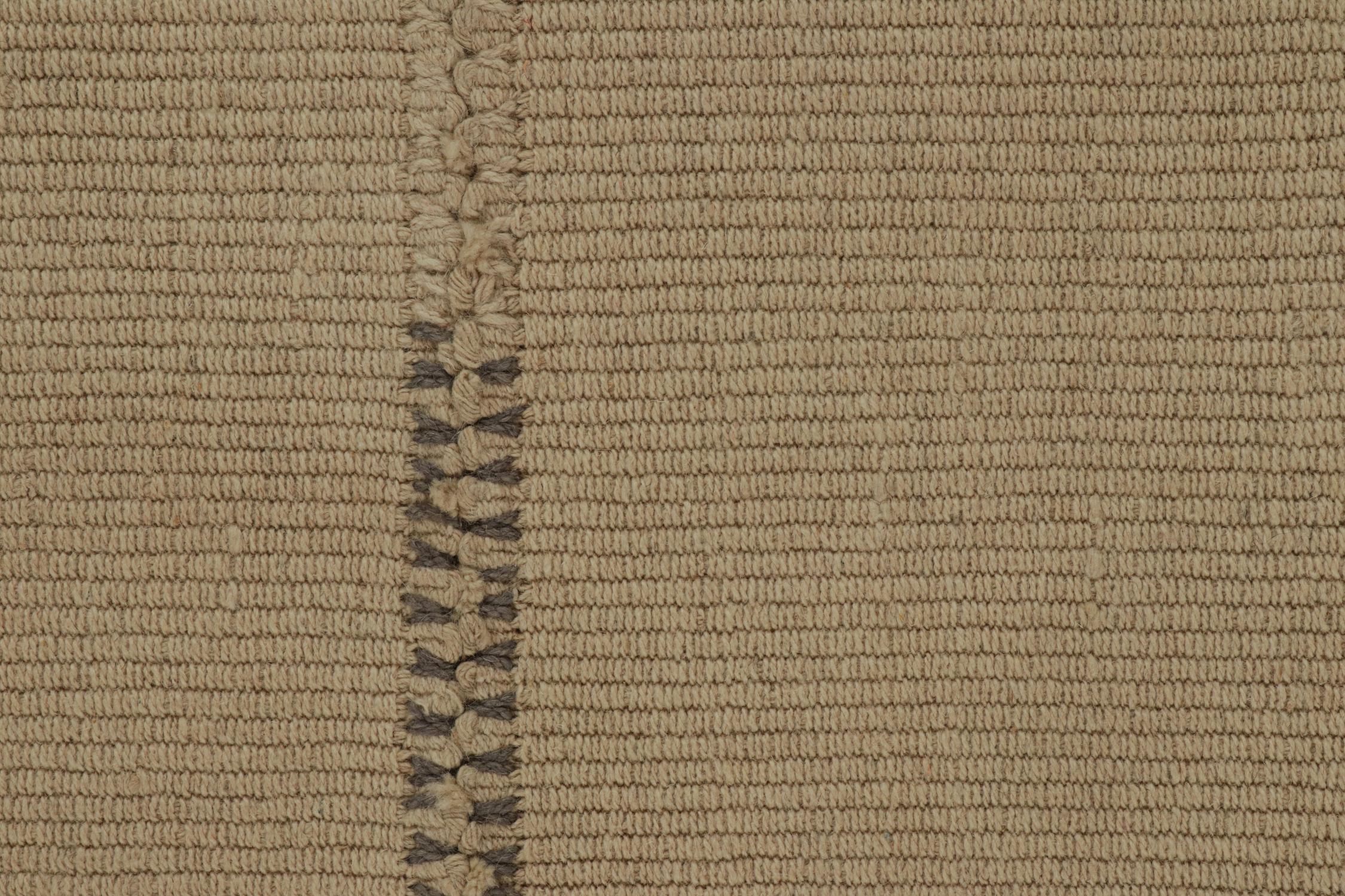 Wool Rug & Kilim’s Contemporary Kilim in Beige-Brown with Gray Accents For Sale