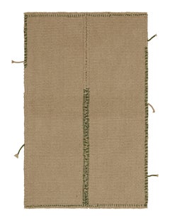 Zeitgenössischer Kelim-Teppich von Teppich &amp;amp;amp; Kilims in Beige-Braun mit grünen Akzenten