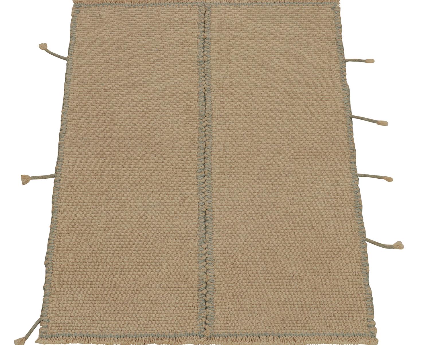 Kilim contemporáneo de Rug & Kilim en beige-marrón con detalles en azul claro Afgano en venta