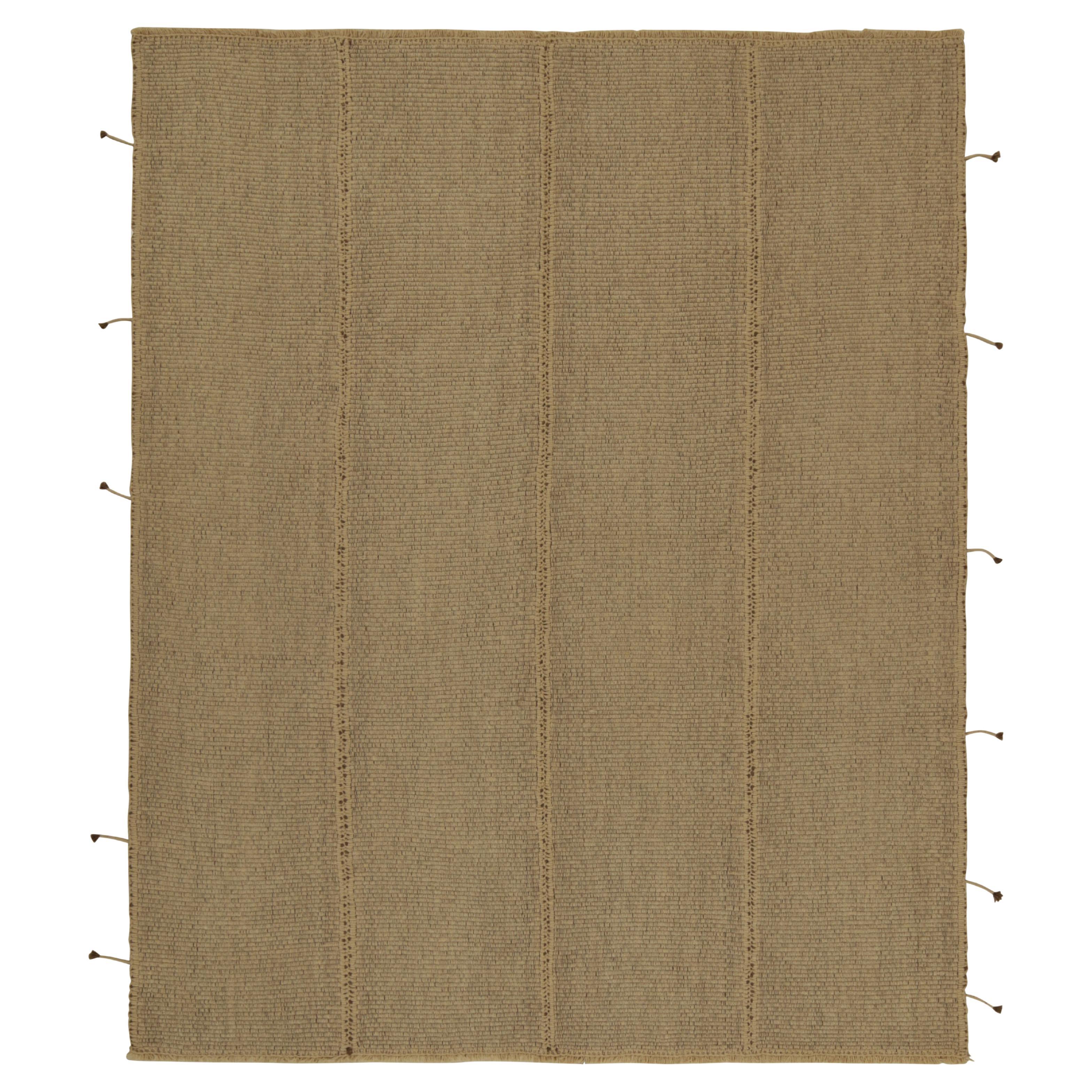 Rug & Kilim’s Contemporary Kilim in Beige-Brown with Muted Stripes For Sale