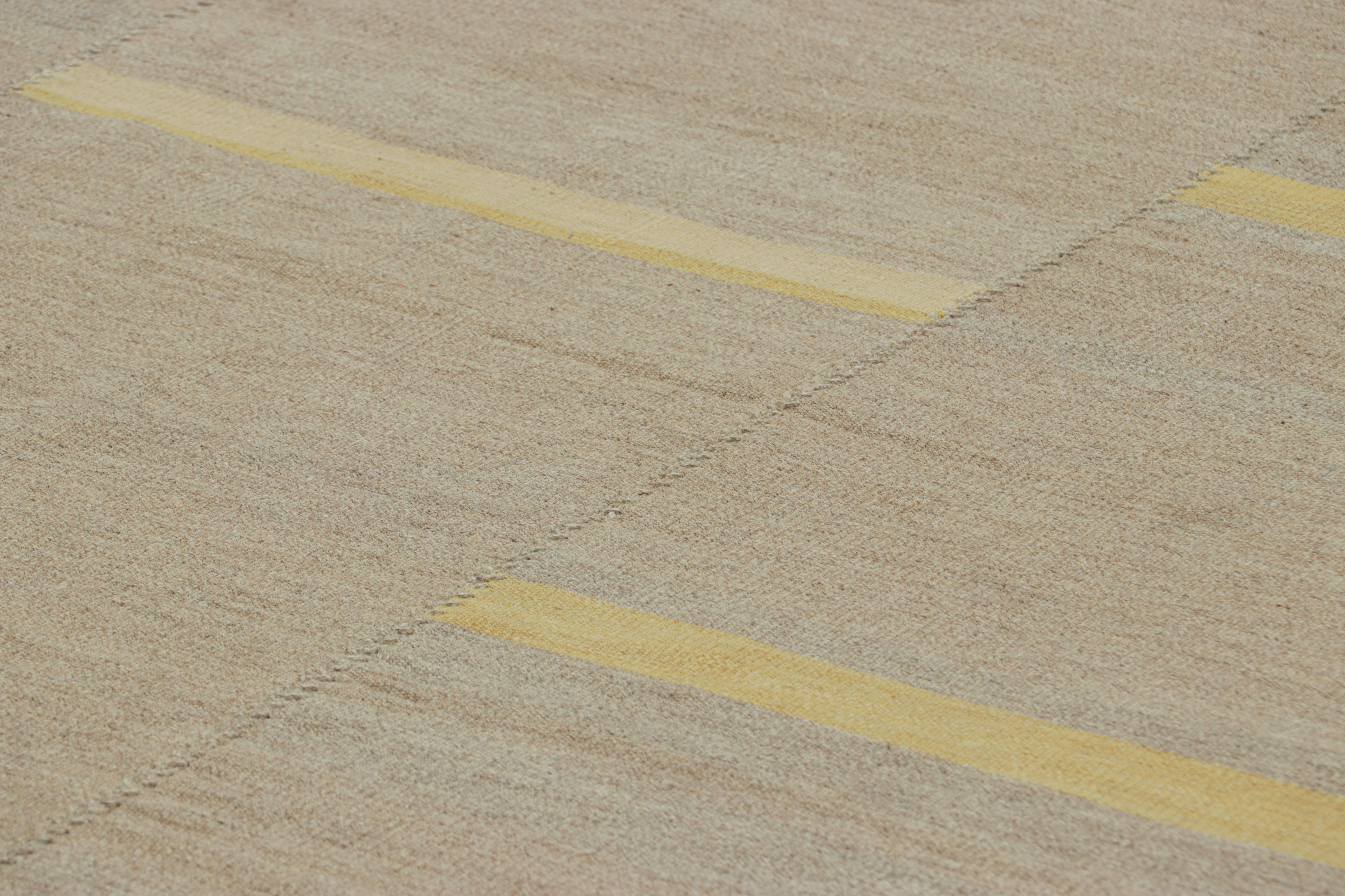 Handwoven in wool, this 6x8 contemporary Kilim is from an exciting new custom-capable flatweave collection by Rug & Kilim.

On the Design:

From our beloved “Rez Kilim” collection, a contemporary homage to Turkish and Persian panel-weaving styles,