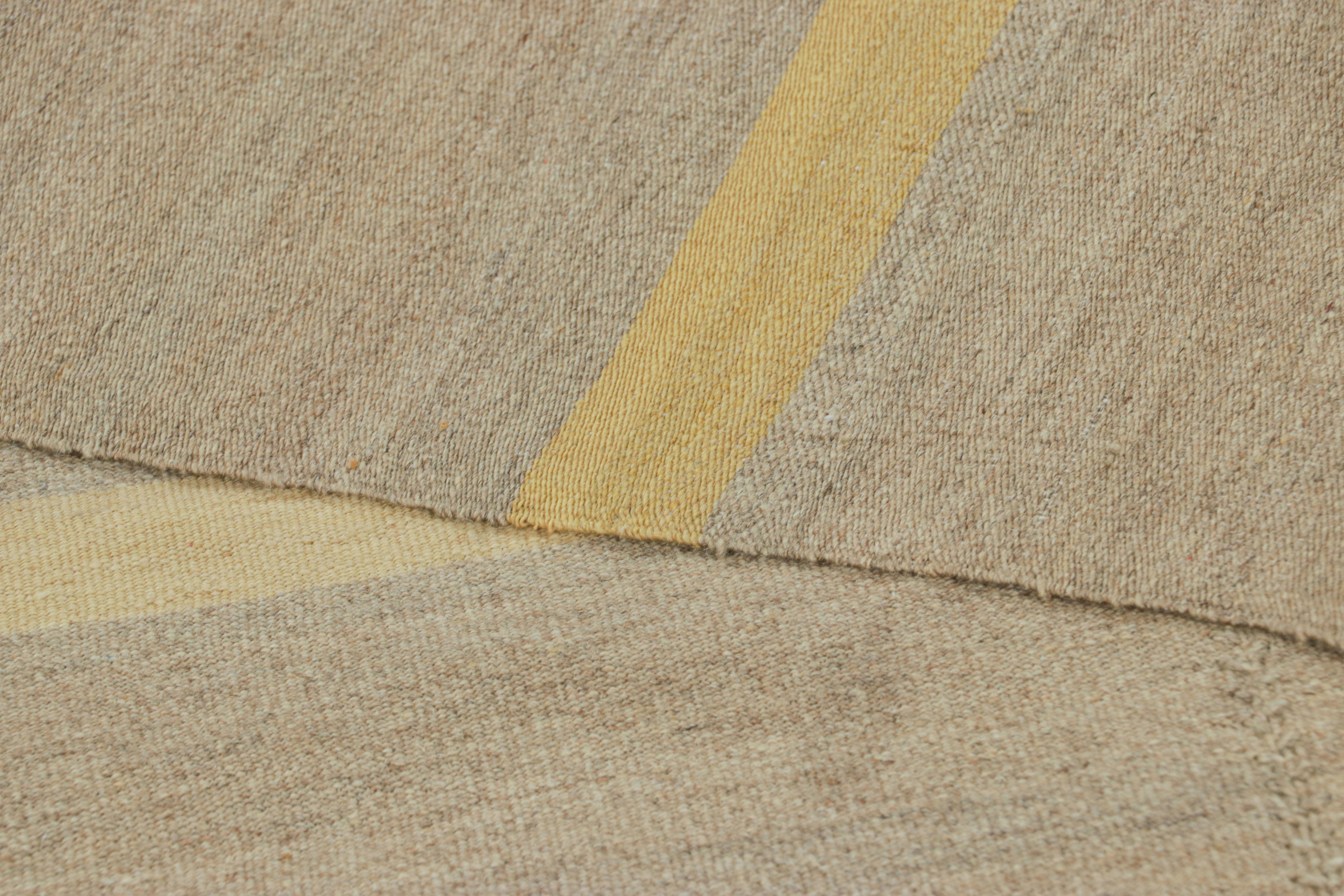 Rug & Kilim’s Contemporary Kilim in Beige, Gold and Chartreuse Textural Stripes For Sale 1