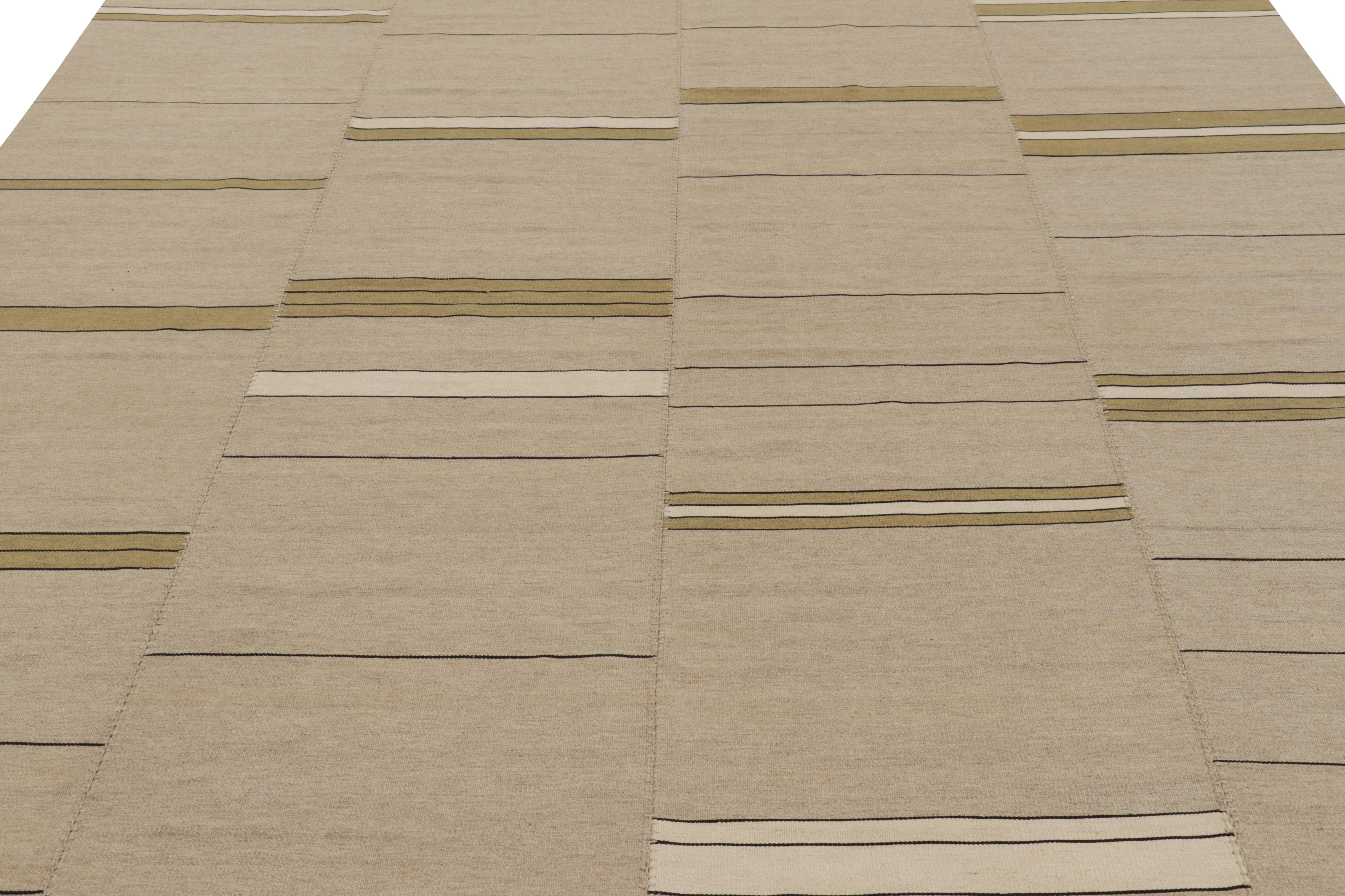 Dieser 9x12 große zeitgenössische Kelim aus handgewebter Wolle stammt aus einer aufregenden neuen Flachgewebe-Kollektion von Rug & Kilim, die nach Maß gefertigt werden kann.

Über das Design:

Dieser Teppich aus unserer beliebten Rez