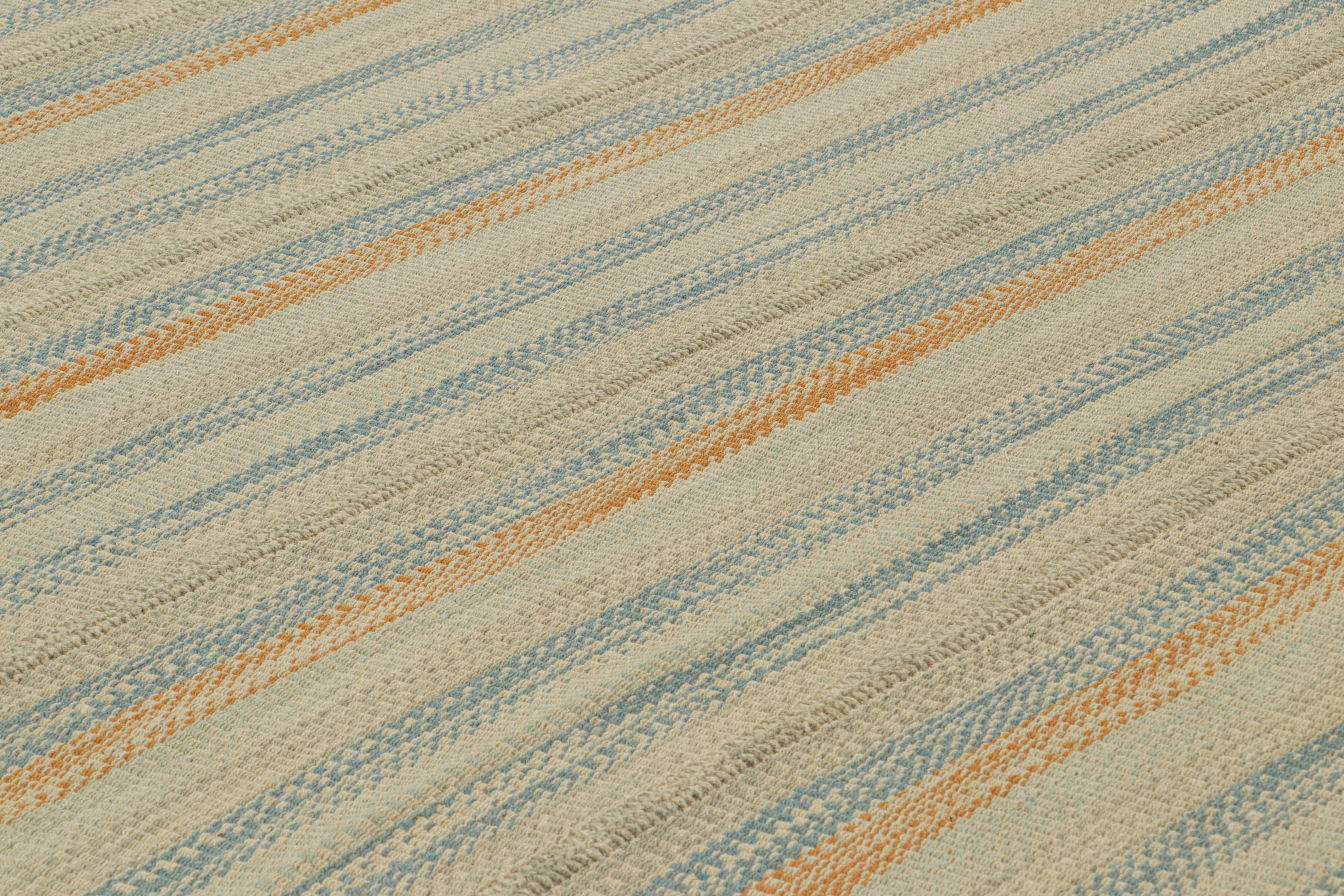 Handwoven in wool, a 9x12 Kilim design from an inventive new contemporary flat weave collection by Rug & Kilim.

On the Design: 

Fondly dubbed, “Rez Kilims”, this modern take on classic panel-weaving enjoys a fabulous, unique play of light beige,