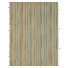 Rug & Kilim’s Contemporary Kilim in Beige, Rust and Blue Textural Stripes