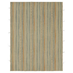 Kilim contemporáneo de Rug 
Kilim en rayas texturadas beige, óxido y azul