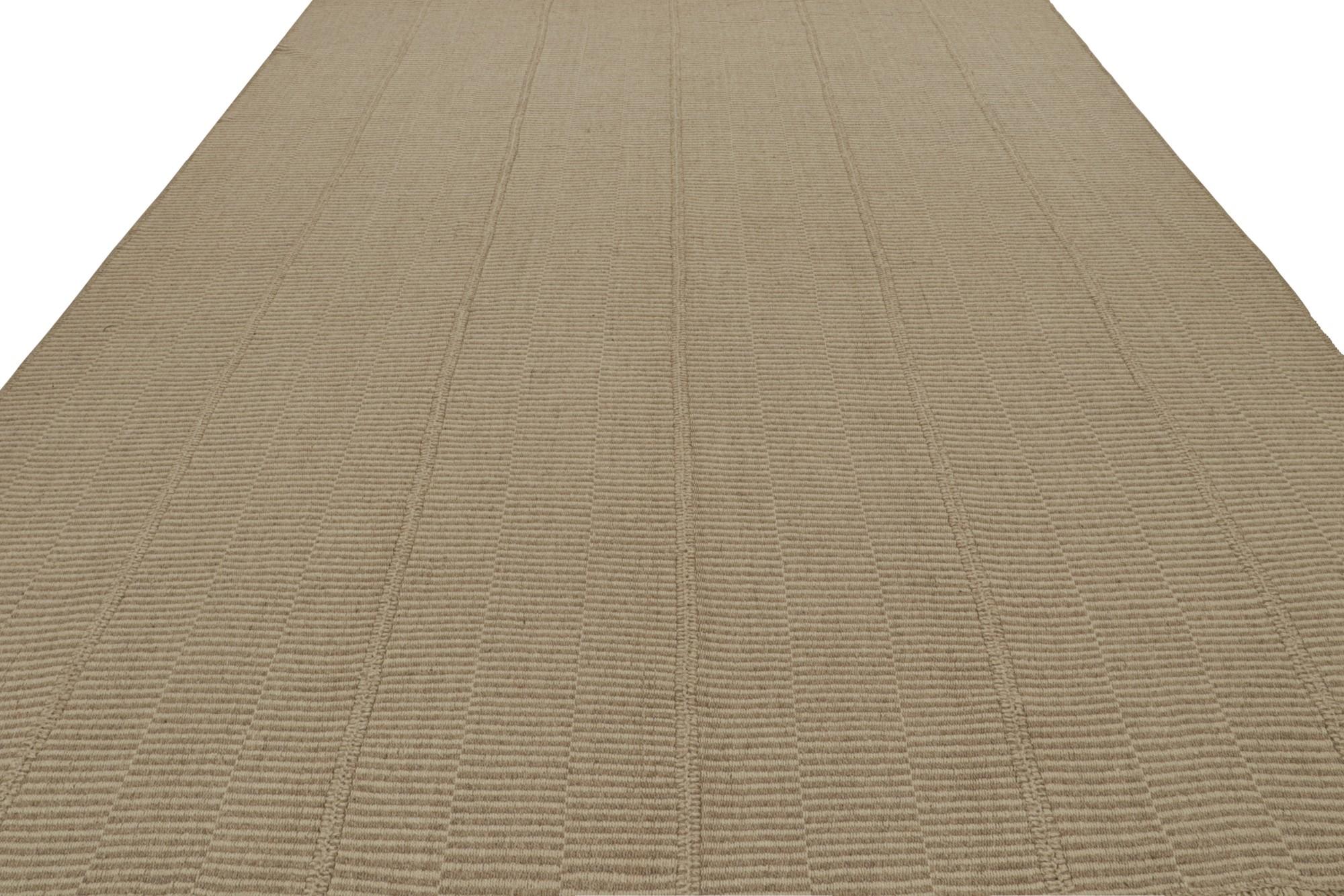 Modern Rug & Kilim’s Contemporary Kilim in Beige Stripes For Sale