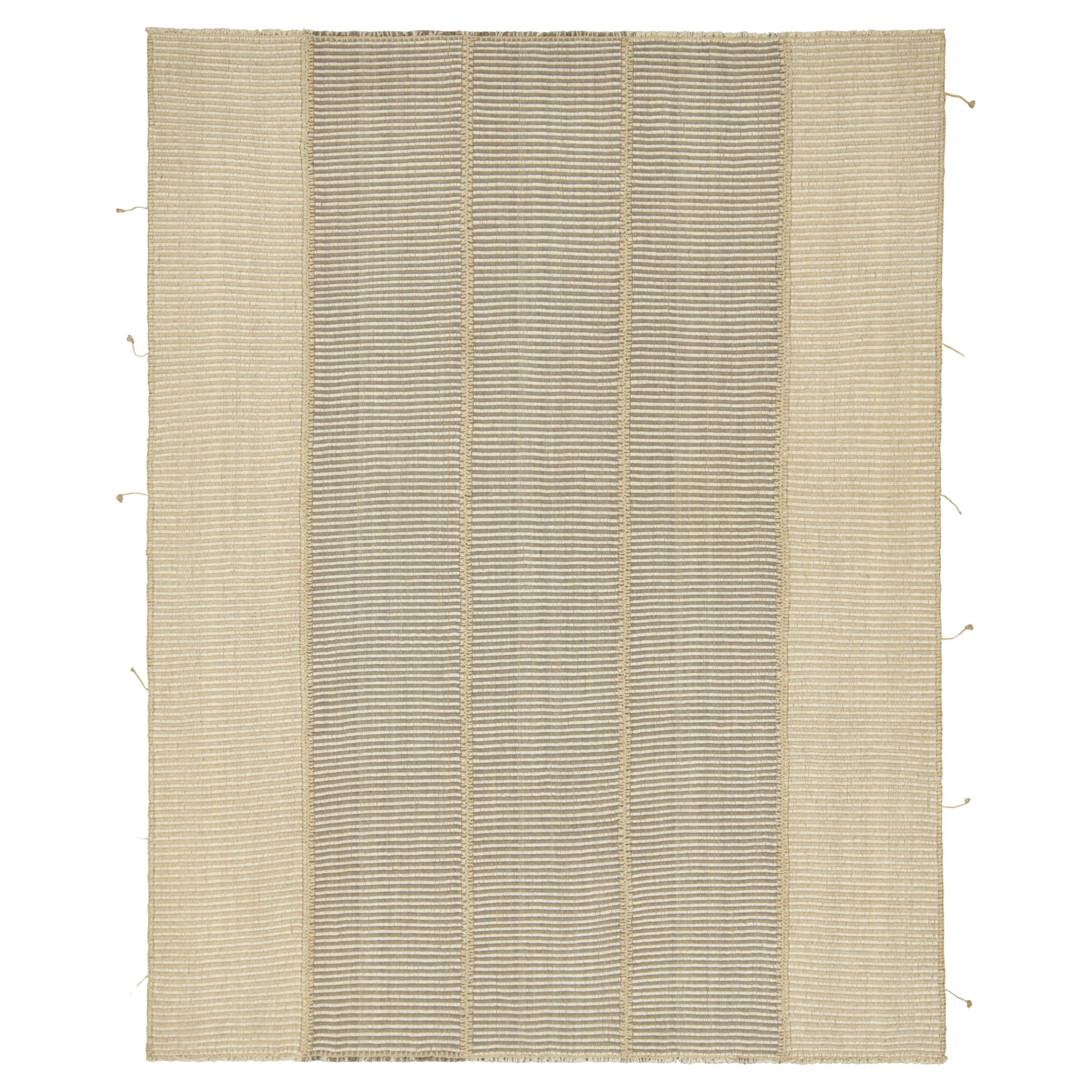 Rug
Kilim
s Contemporary Kilim in Beige, Weiß und Grauen Strukturstreifen