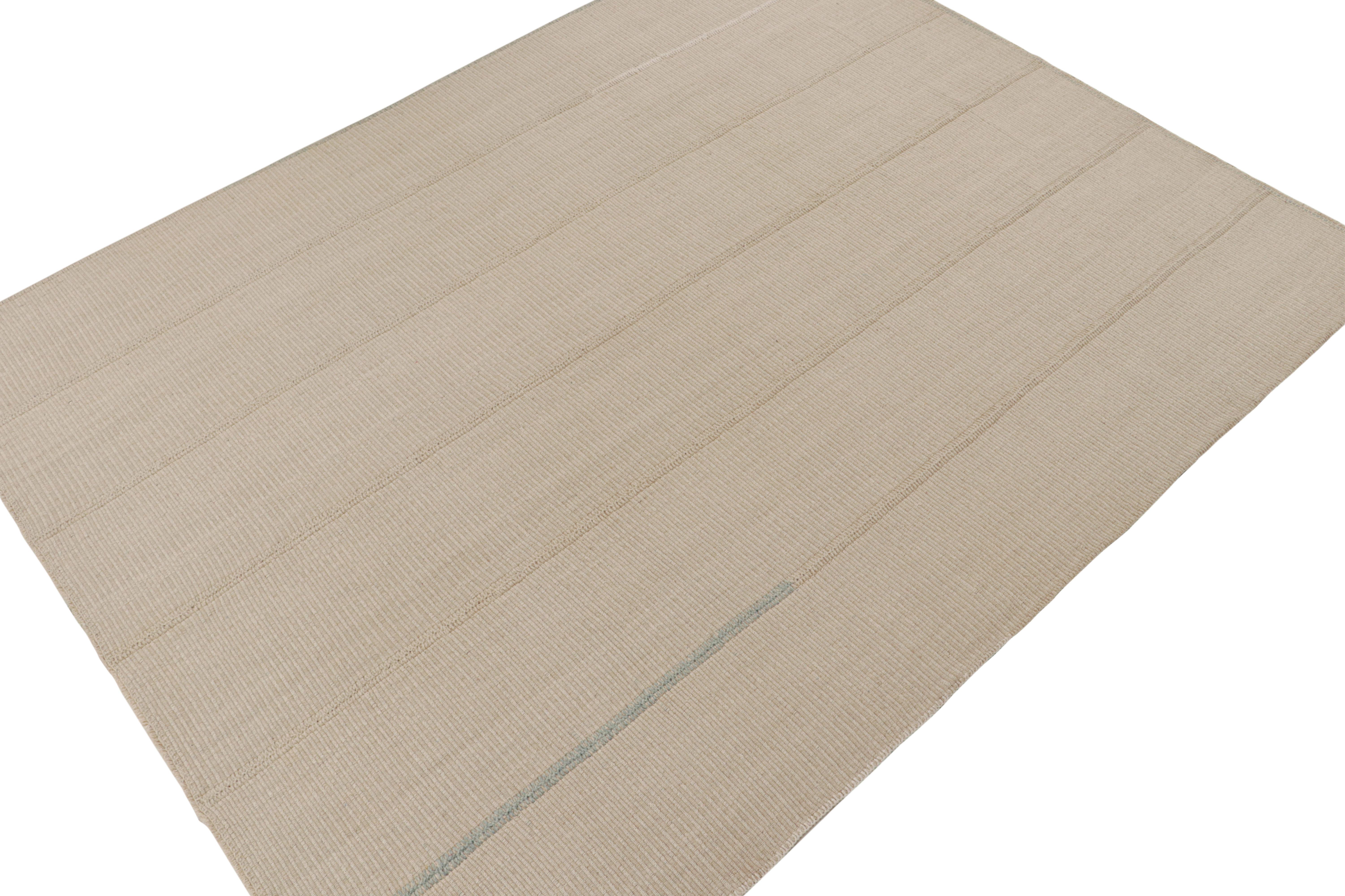 Perse Rug & Kilim’s Contemporary Kilim in Beige with Blue Accent en vente
