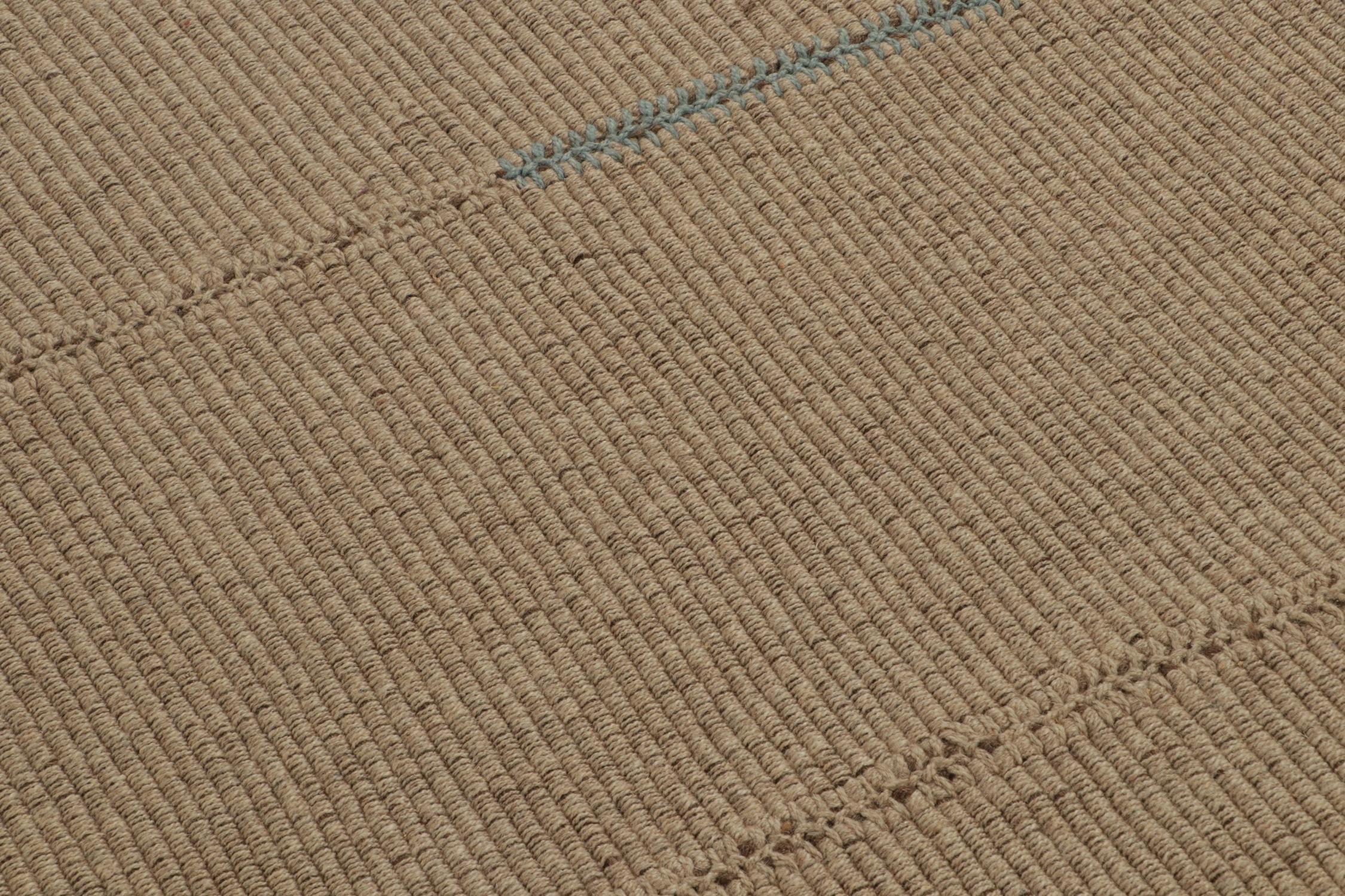 Rug & Kilim’s Contemporary Kilim in Beige with Blue Accents In New Condition For Sale In Long Island City, NY