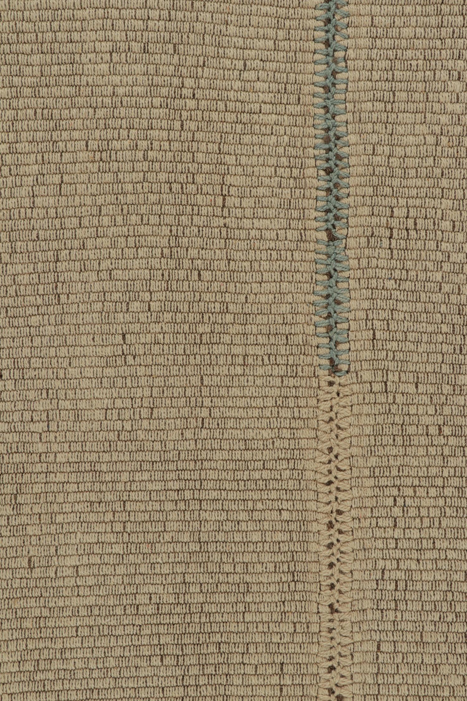Rug & Kilim's Contemporary Kilim in Beige with Blue Accents (Kilim contemporain en beige avec des accents bleus) Neuf - En vente à Long Island City, NY