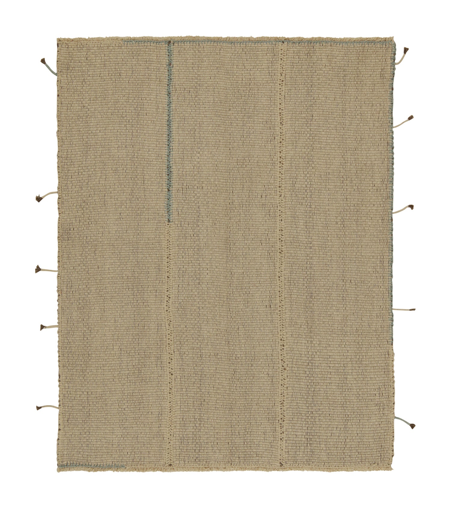 Rug & Kilim’s Contemporary Kilim in Beige with Blue Accents For Sale