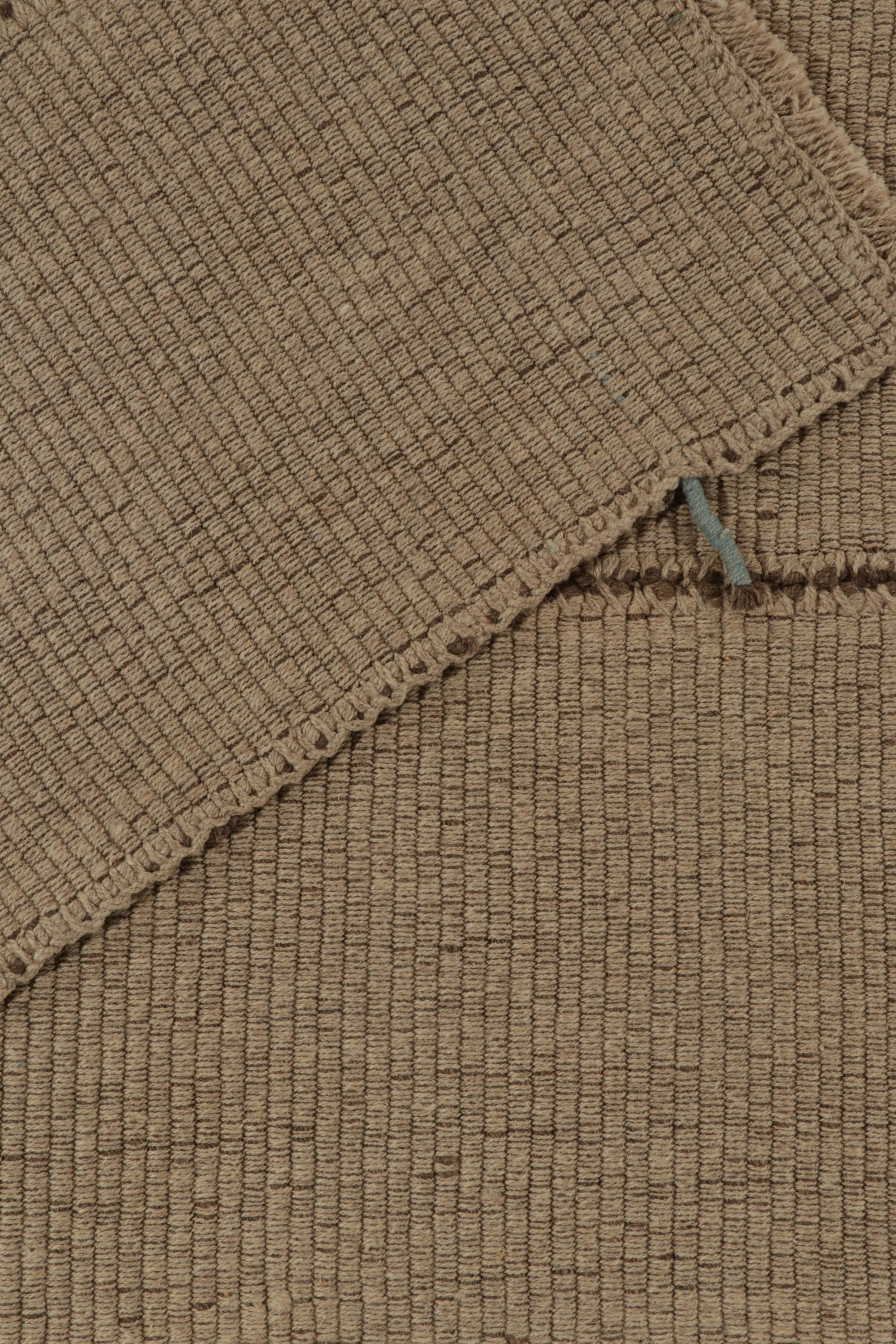Rug & Kilim’s Contemporary Kilim in Beige with Blue and Brown Stripes For Sale 1