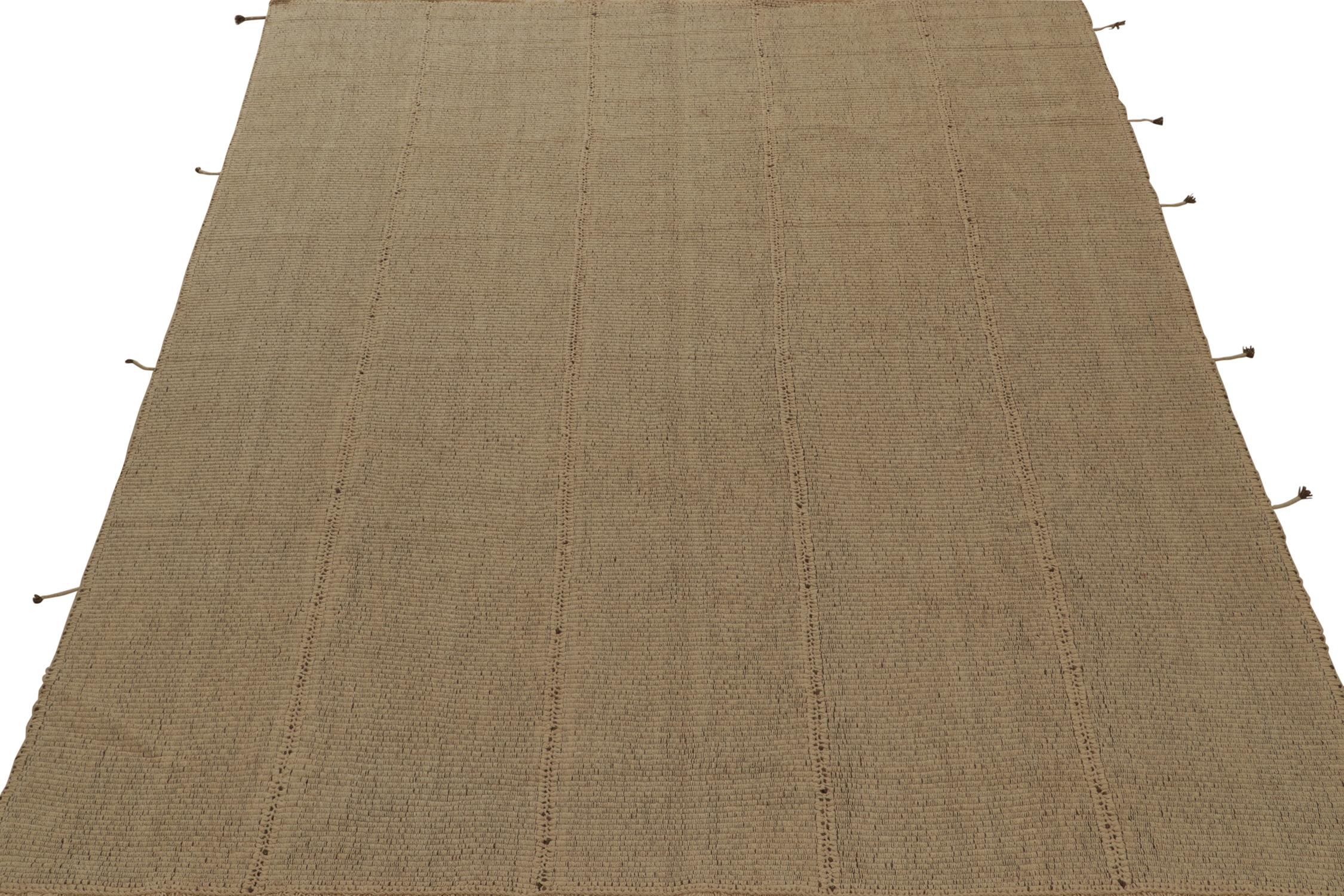 Modern Rug & Kilim’s Contemporary Kilim in Beige with-Brown Accents For Sale