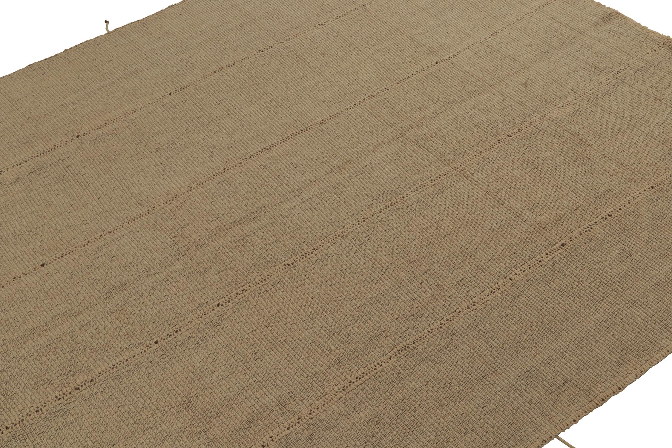 Afghan Rug & Kilim’s Contemporary Kilim in Beige with-Brown Accents For Sale