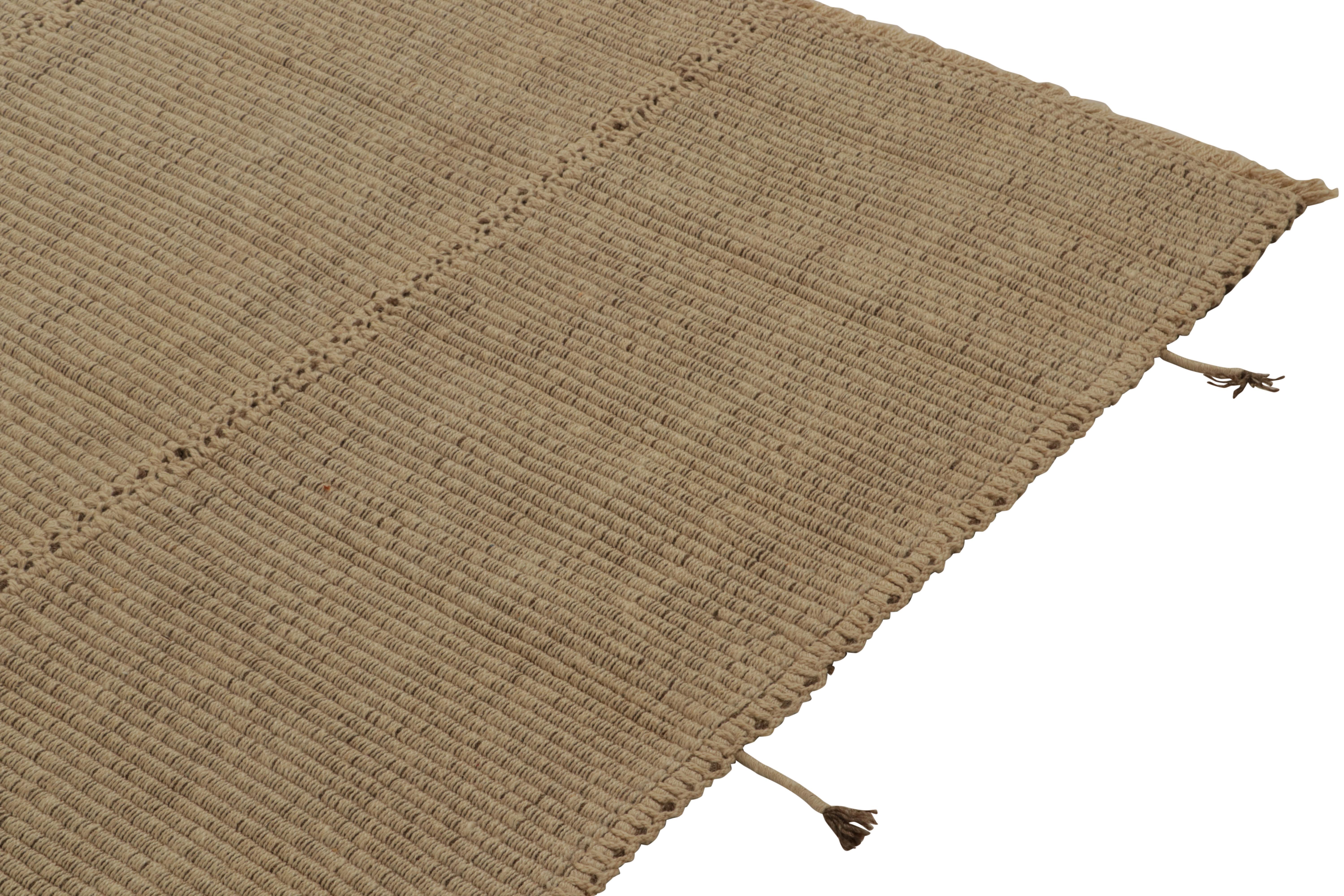 Hand-Knotted Rug & Kilim’s Contemporary Kilim in Beige with-Brown Accents For Sale