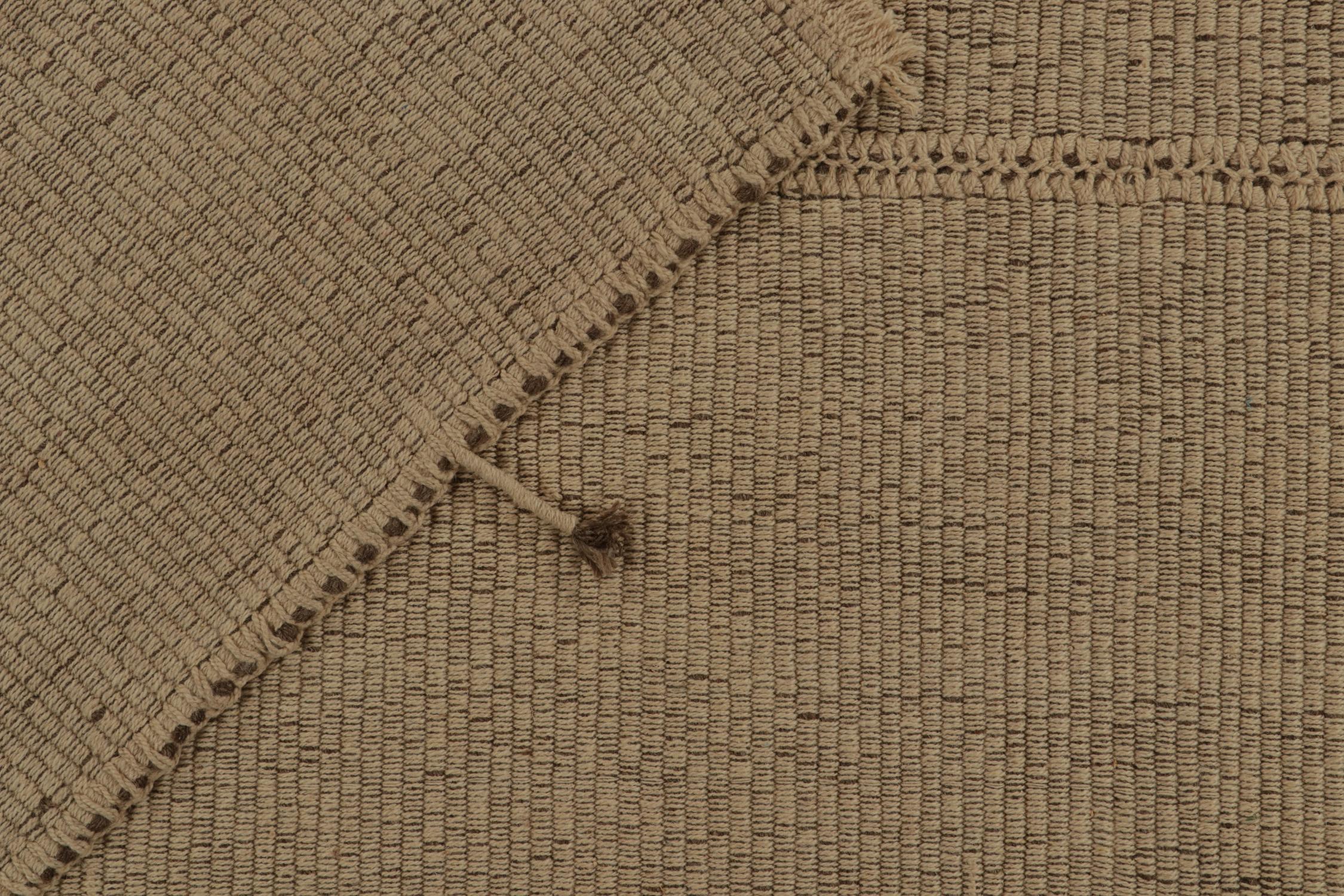 Wool Rug & Kilim’s Contemporary Kilim in Beige with-Brown Accents For Sale
