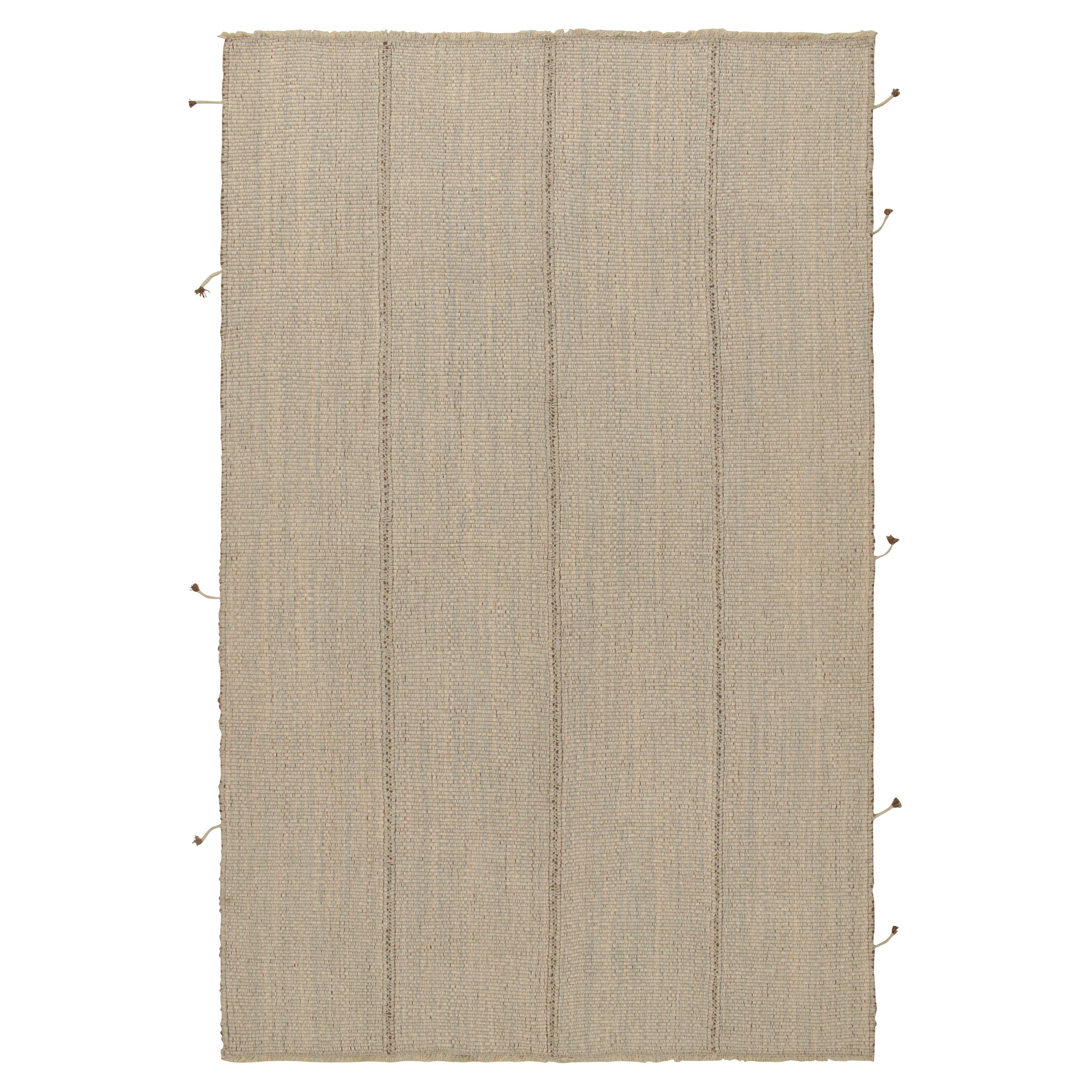 Rug & Kilim’s Contemporary Kilim in Beige with Brown and Light Blue Accents For Sale