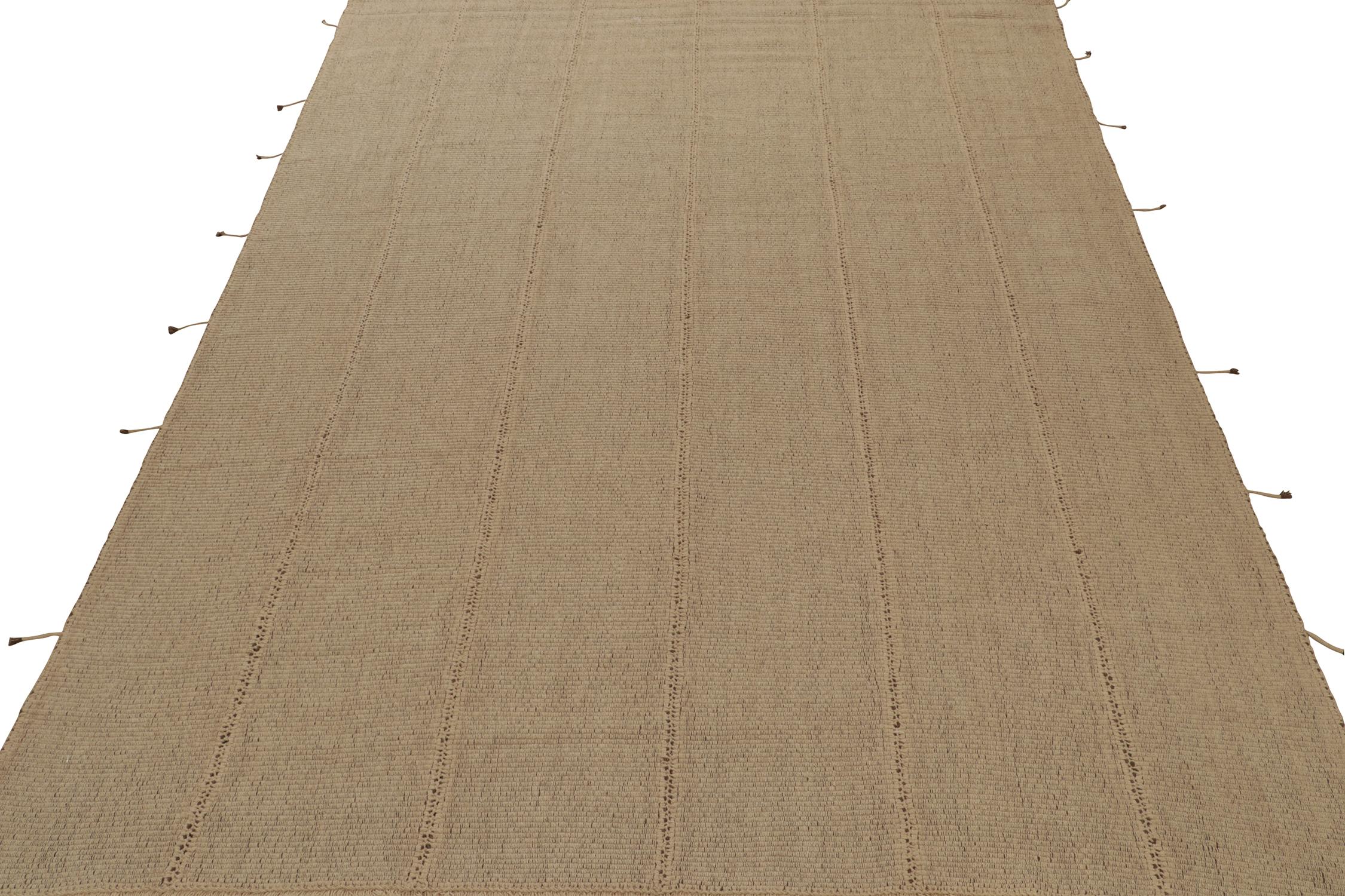 Modern Rug & Kilim’s Contemporary Kilim in Beige with Brown Undertones For Sale