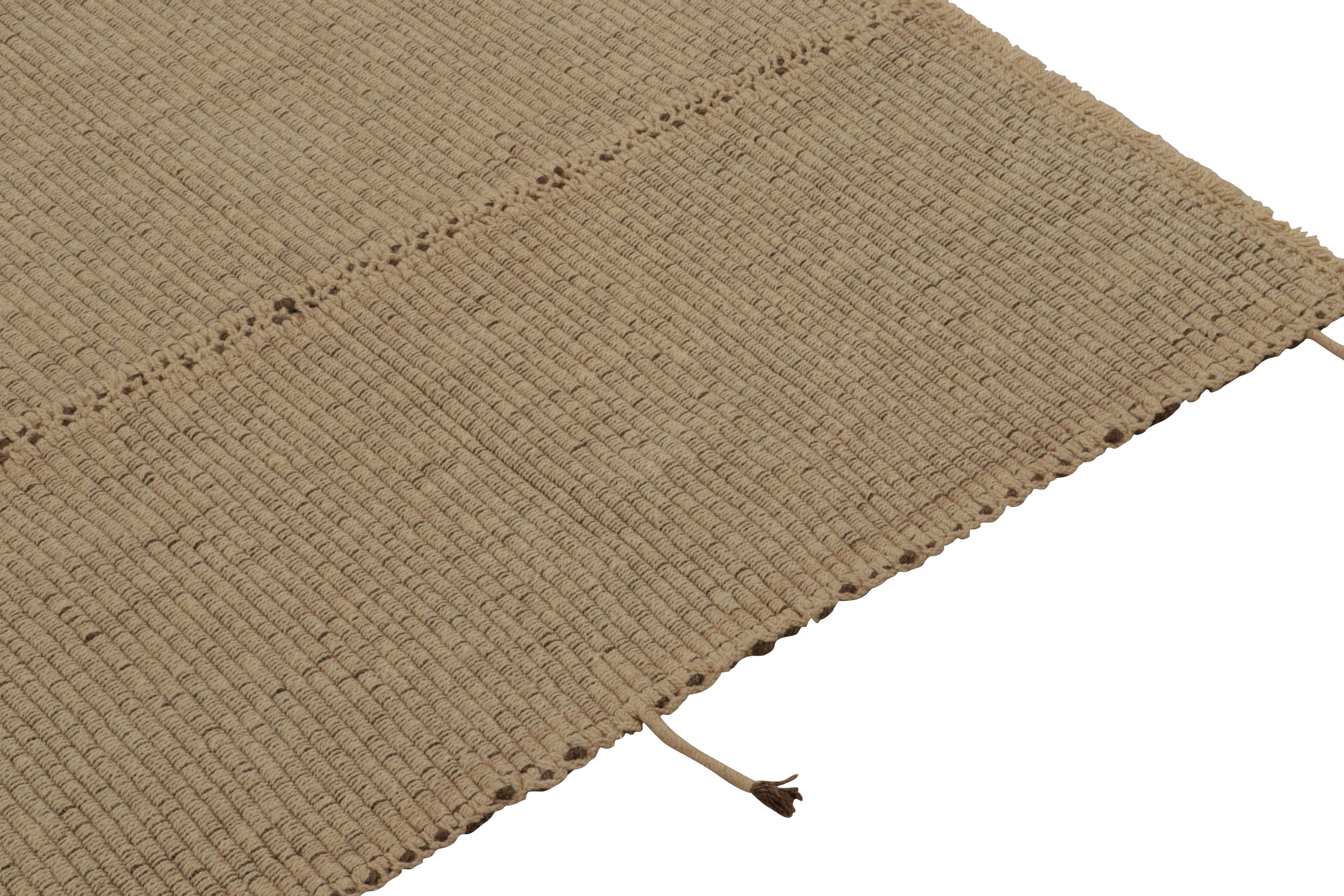Hand-Knotted Rug & Kilim’s Contemporary Kilim in Beige with Brown Undertones For Sale