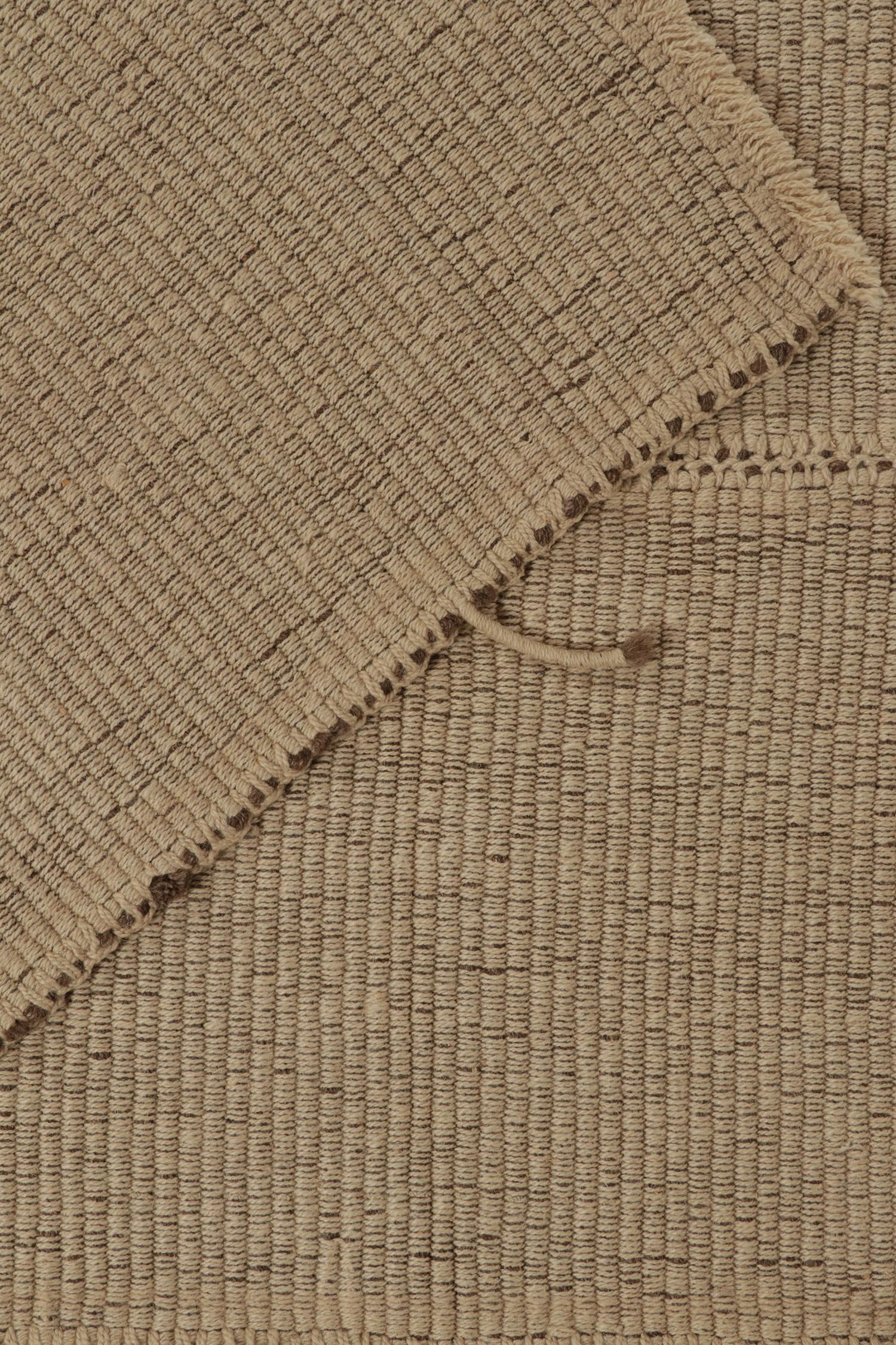Wool Rug & Kilim’s Contemporary Kilim in Beige with Brown Undertones For Sale