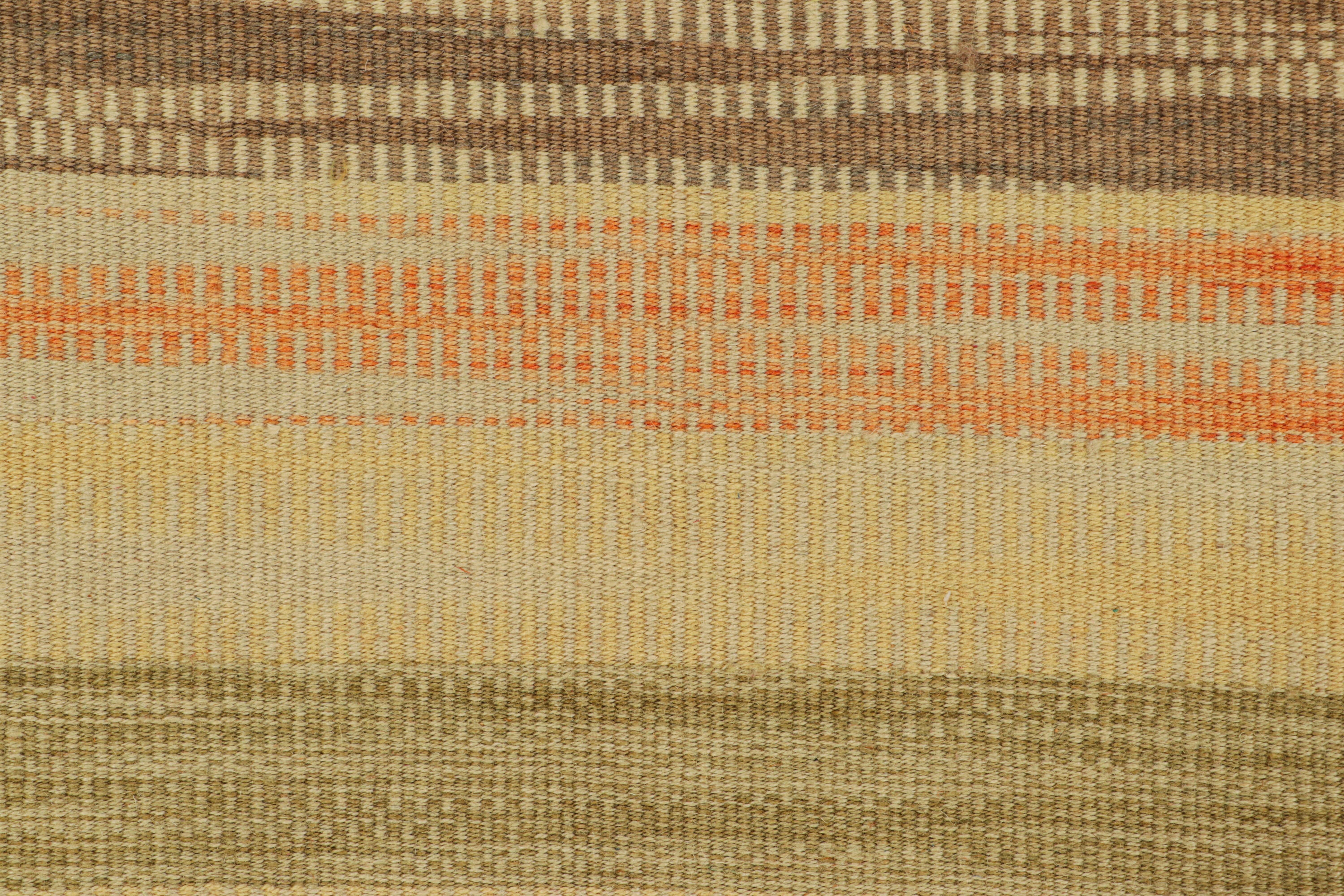Modern Rug & Kilim’s Contemporary Kilim in Beige, with Colorful Geometric Stripes For Sale