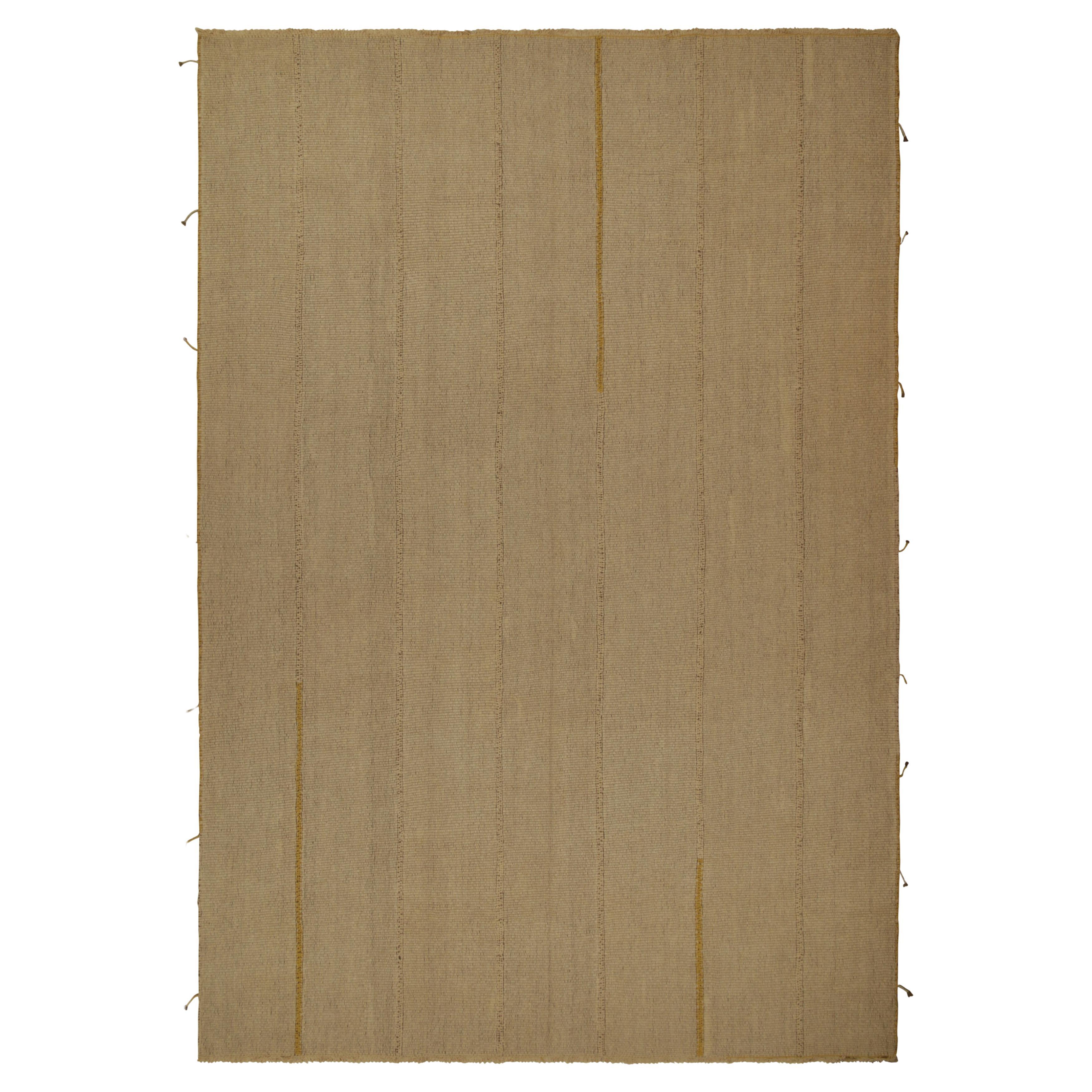 Rug & Kilim’s Contemporary Kilim in Beige with Gold and Brown Accents For Sale