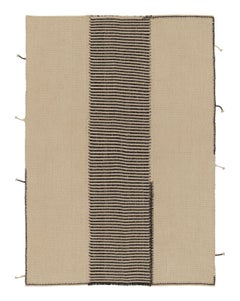 Rug & Kilim’s Contemporary Kilim in Beige with Striped Central Column in Black