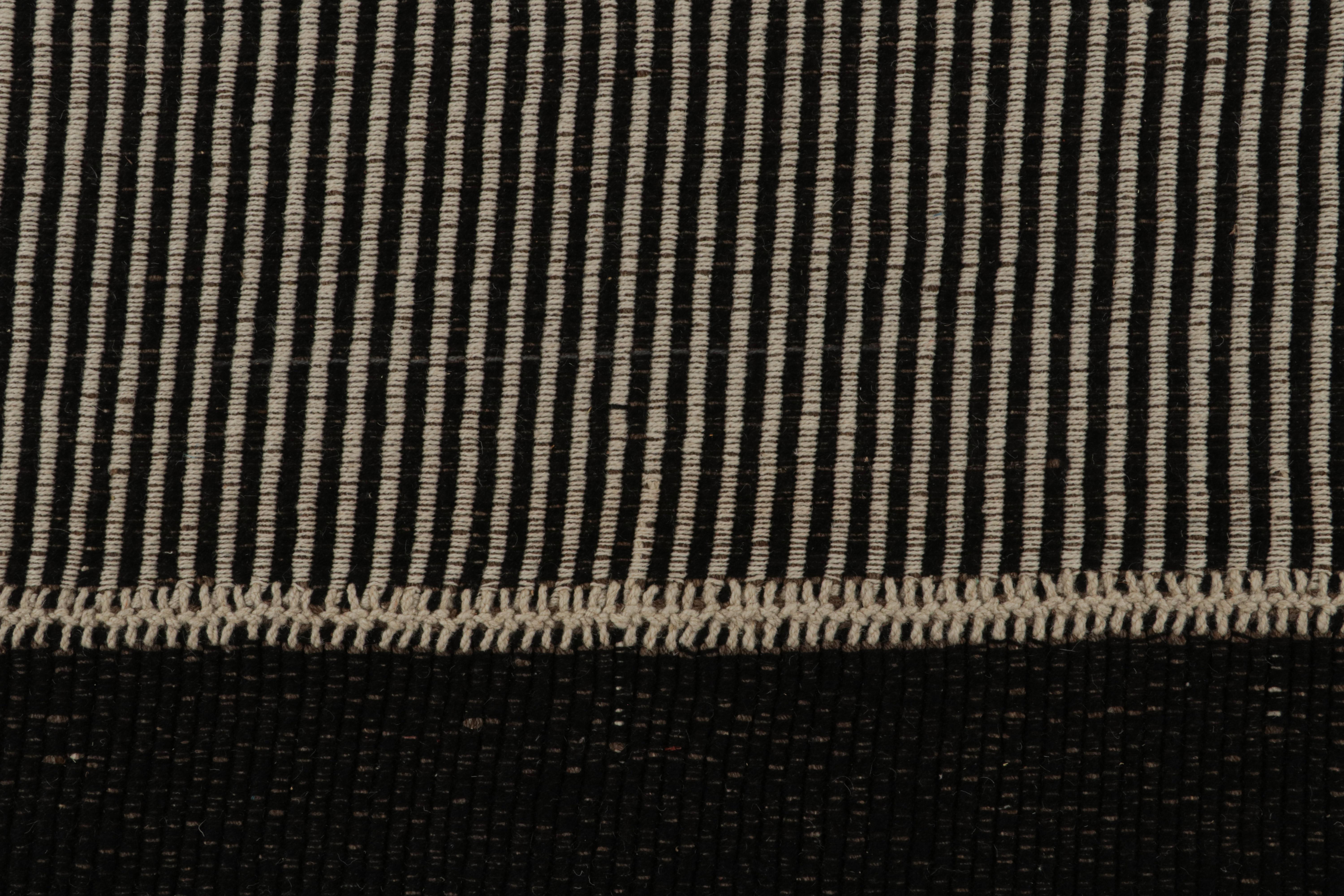 Rug & Kilim’s Contemporary Kilim, in Black and Beige/brown Tones In New Condition For Sale In Long Island City, NY