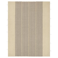 Rug & Kilim’s Contemporary Kilim in Black and Beige Textural Stripes