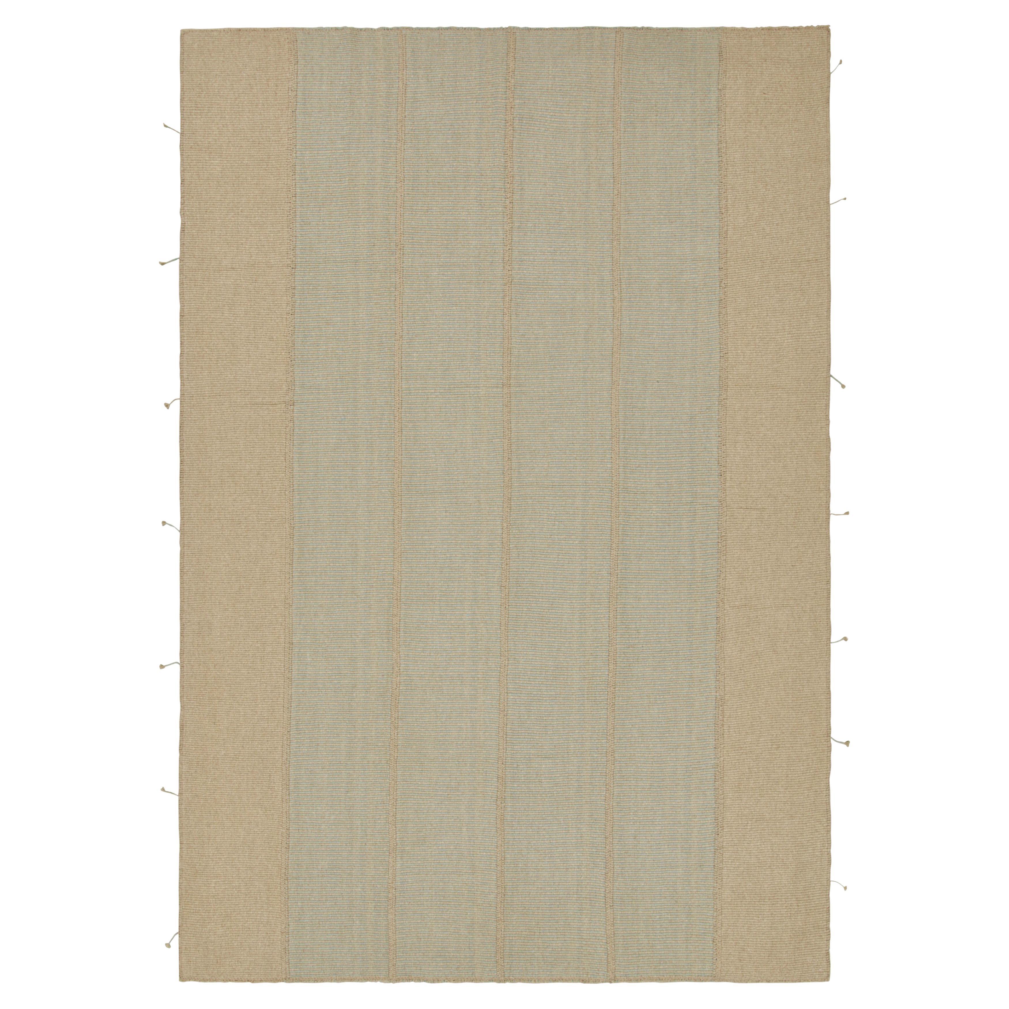 Rug & Kilim’s Contemporary Kilim in Black and Beige Textural Stripes