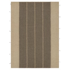 Rug & Kilim’s Contemporary Kilim in Black and Beige Textural Stripes