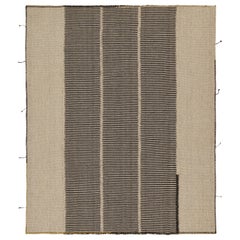 Rug & Kilim's Contemporary Kilim in schwarz-beige gestreift mit braunen Akzenten