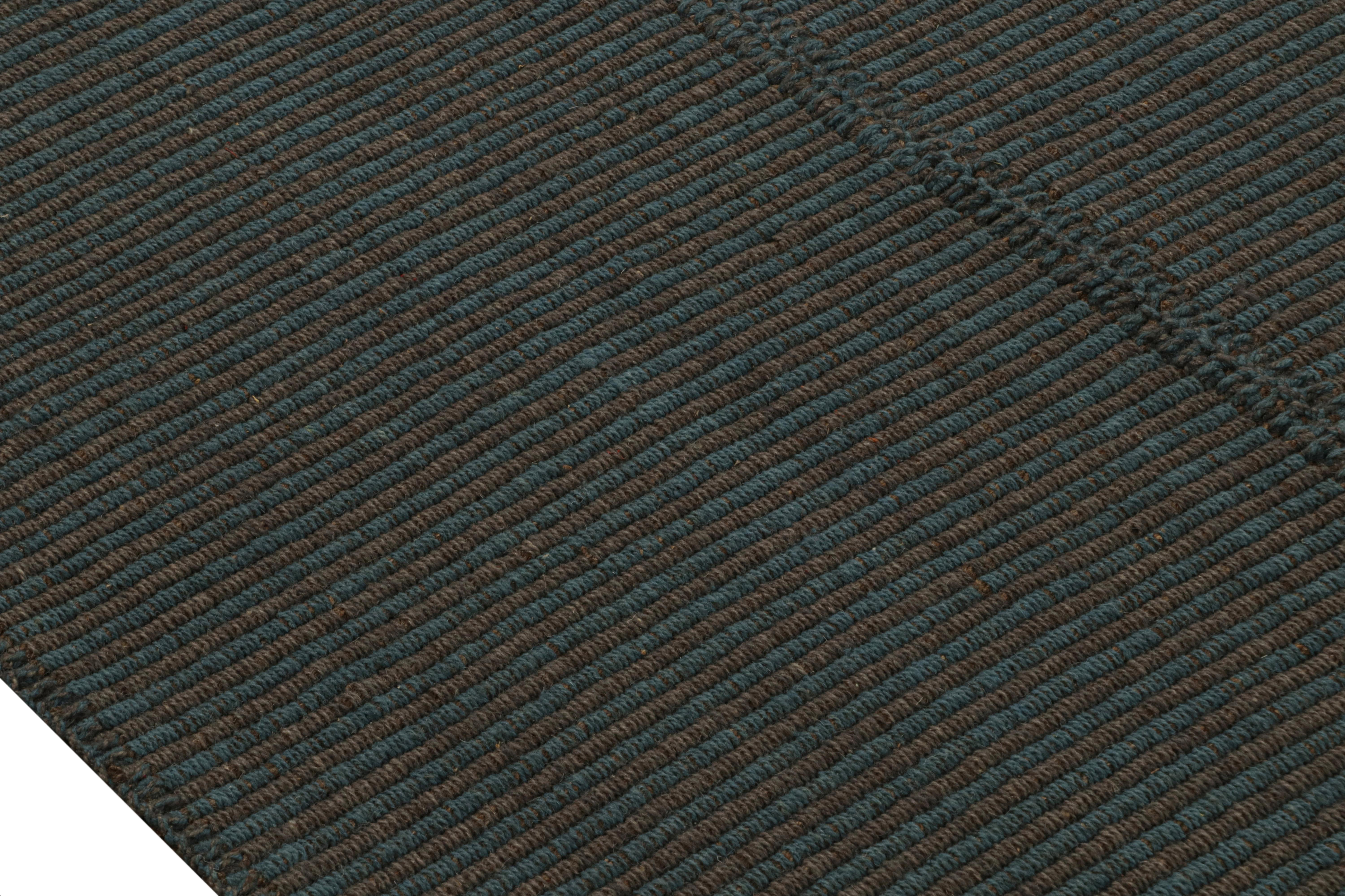 Hand-Woven Rug & Kilim’s Contemporary Kilim in Black, with Blue Accents For Sale
